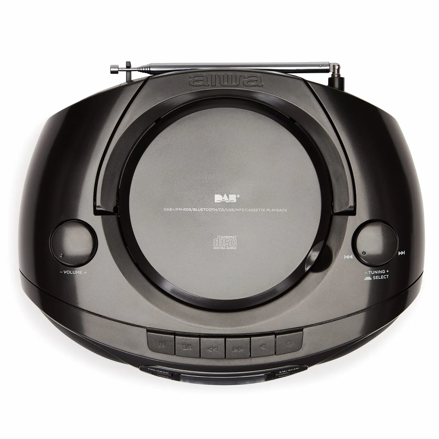 Aiwa BBTC-660DAB/BK Radio Cassette Portátil con CD Bluetooth USB Grabador Cassettes RDS FM PLL DAB+ Negro