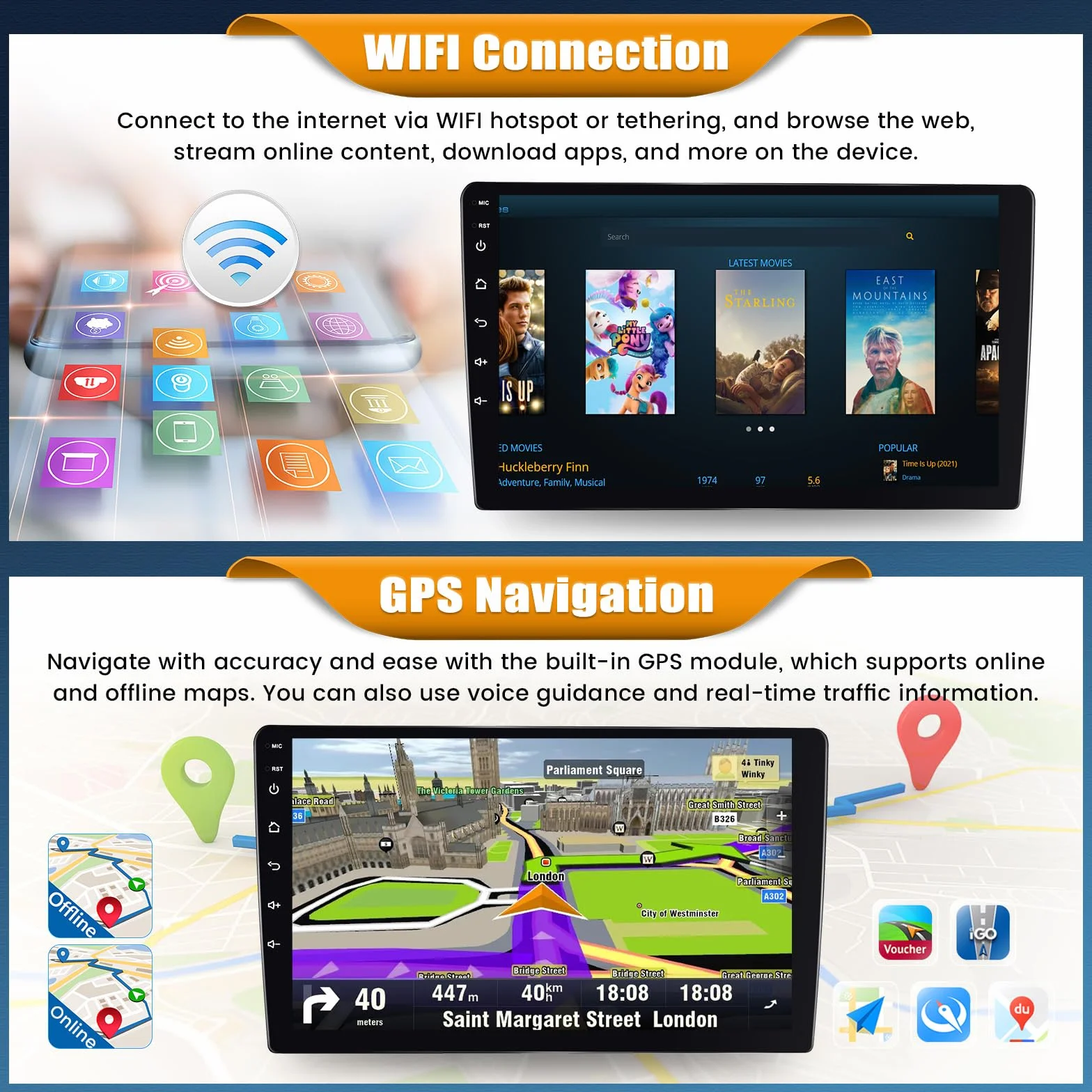 Android 15, 6G+128G 8Core GOHHDL Radio Coche para Mercedes Benz ML GL W164 ML350 ML500 GL320 X164 ML280, Pantalla de Coche de 9 Pulgadas con Carplay Android Auto BT GPS Navi WiFi FM/RDS SWC Cámara&MIC