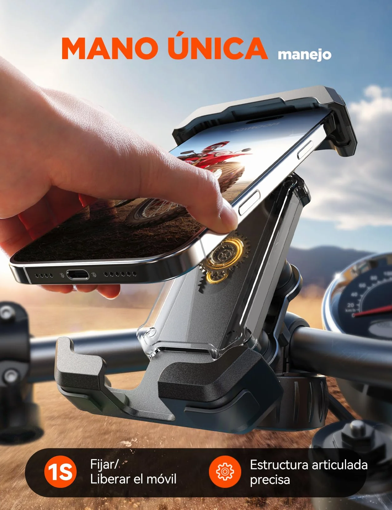 JOYROOM Universal Soporte Movil Moto Bicicleta Anti-Vibración para iPhone 17/16/15/14 Pro MAX Samsung S25/S24 Ultra Smartphones 4,7"-7"