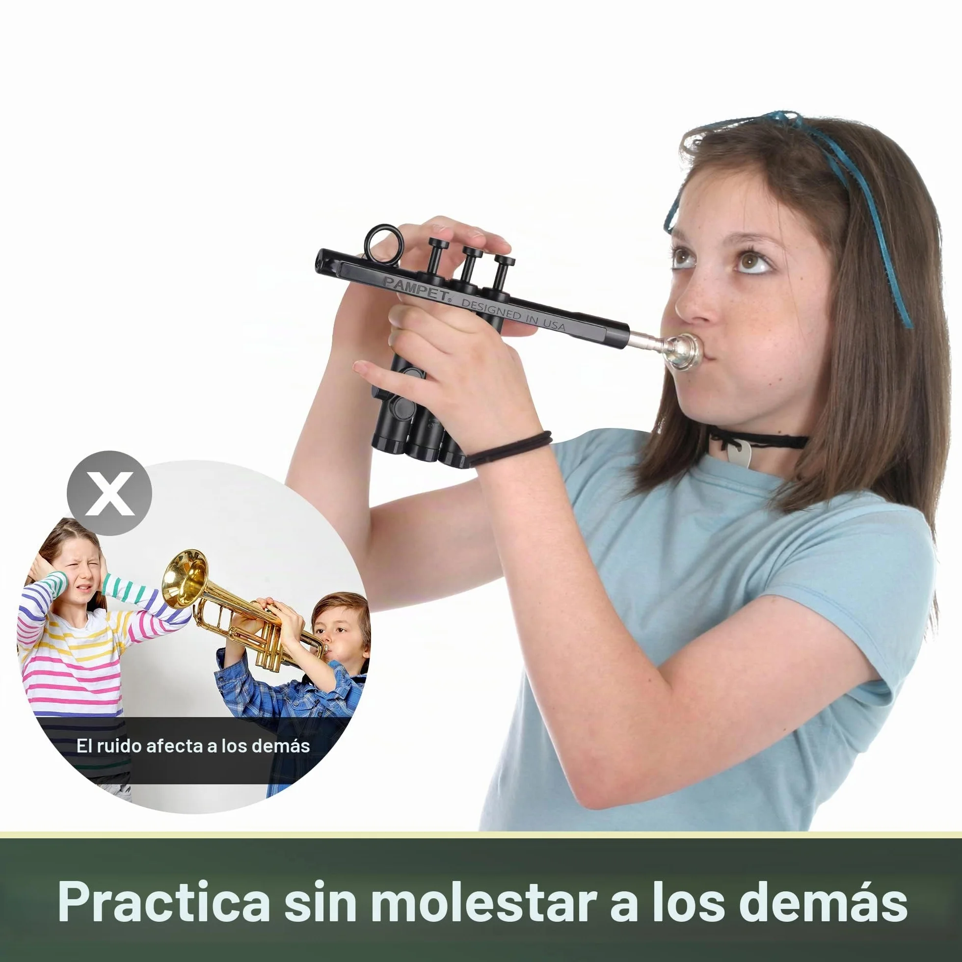 PAMPET - Dispositivo de entrenamiento para trompeta Si bemol, Negro