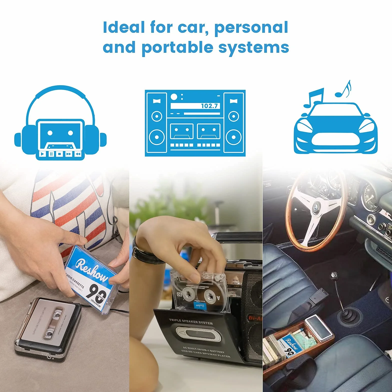 Casetes de Audio Silenciosos 90 Minutos, Cartuchos Vacíos con Funda Individual de Plástico Transparente (5 Unidades)