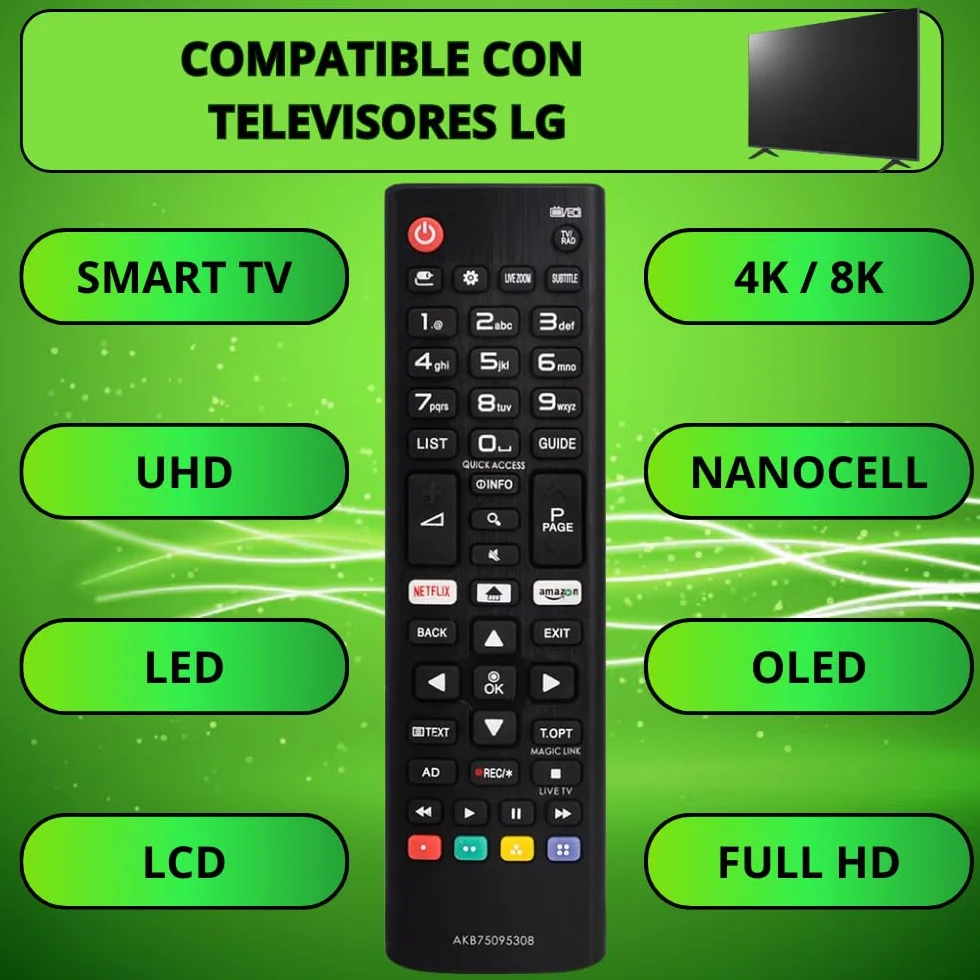 Mando Universal TV LG AKB75095308 Reemplazo LG Smart TV