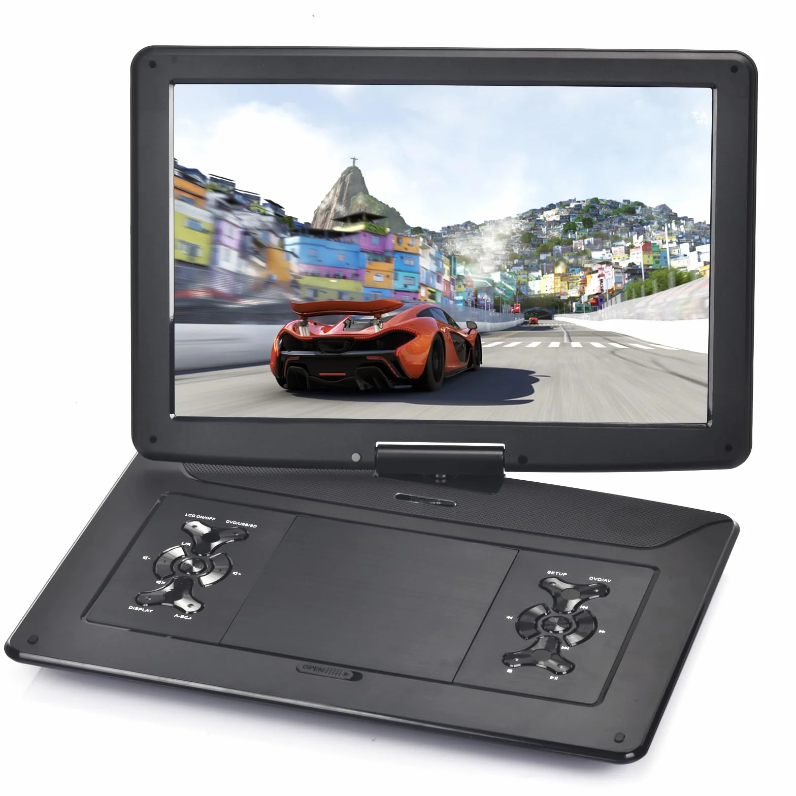 YOOHOO Reproductor de DVD portátil HD 17.9 pulgadas pantalla giratoria 15.6 pulgadas batería recargable multiregión