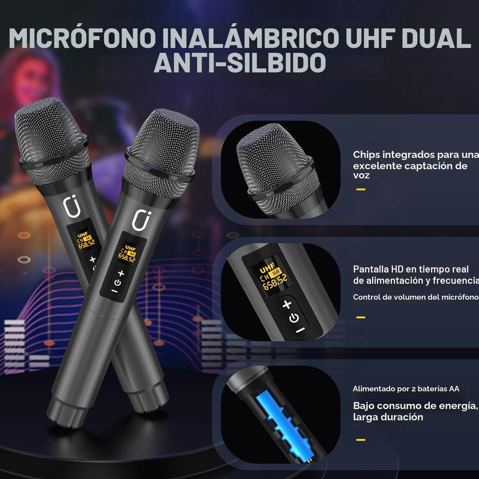 JYX Karaoke 2 microfonos inalambricos, portatil Karaoke Profesional Completo, Altavoz Karaoke de Sistema PA potatil y Luz LED y Mando a Distancia, soporta Bluetooth/TF/USB/AUX/TWS