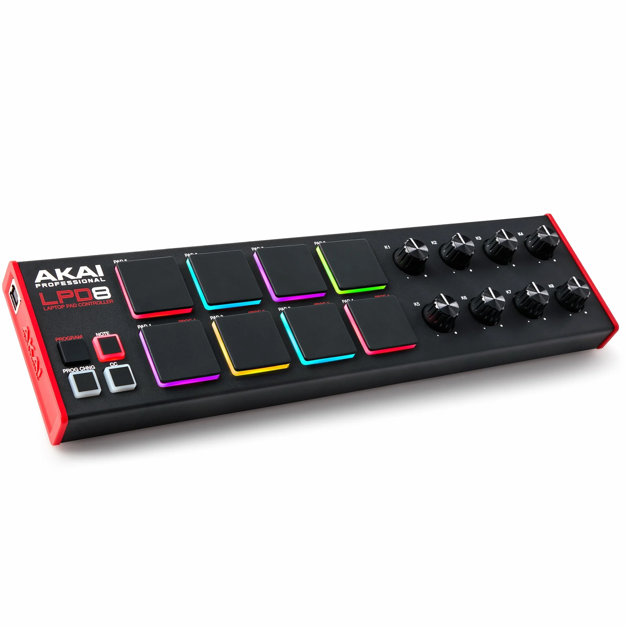 Akai Professional LPD8 - Controlador MIDI USB con 8 Drum Pads MPC Sensibles para Mac y PC, 8 Perillas Asignables y Software de Producción Musical