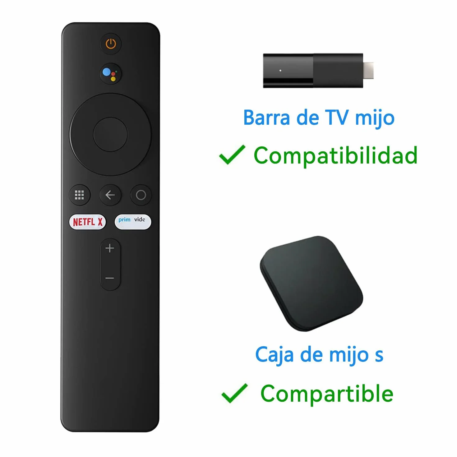FOXRMT Mando para Xiaomi Mi TV Stick/Mi Box S 4K Bluetooth Control por Voz Asistente Google