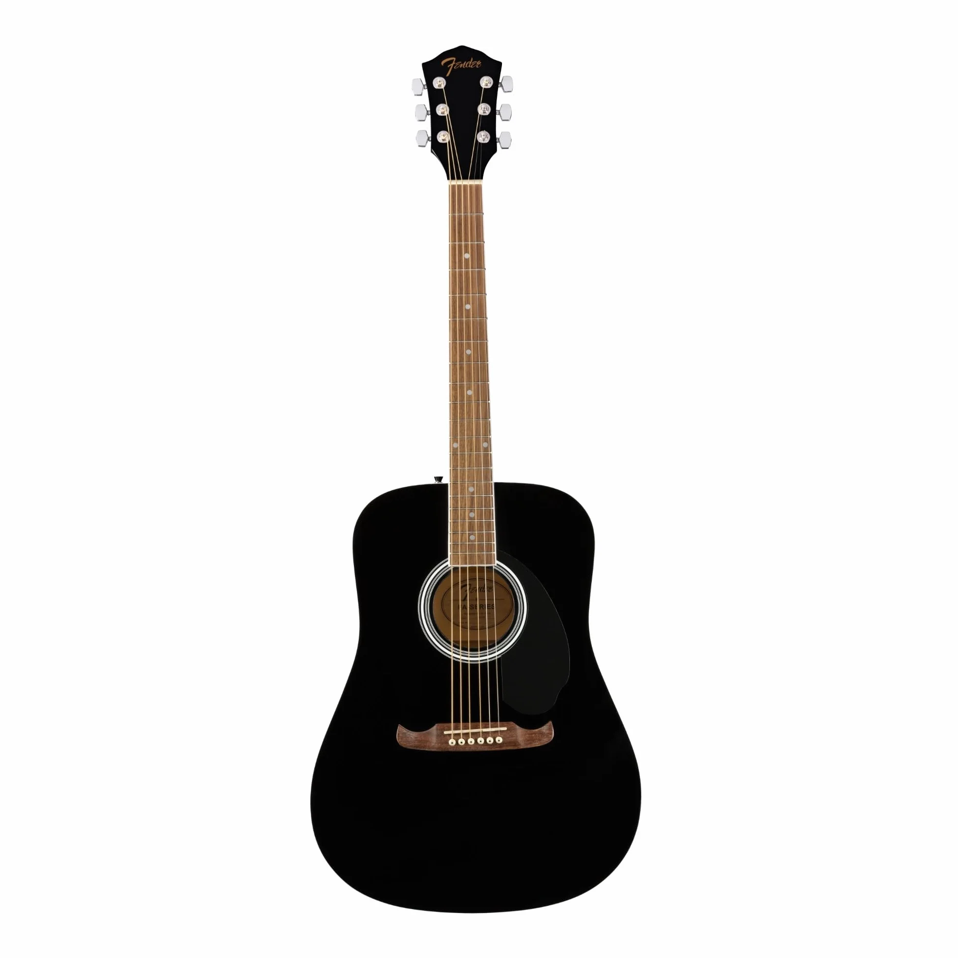 Fender FA-125 Dreadnought Guitarra Acústica, Diapasón de Nogal, Negro, con Estuche de Transporte