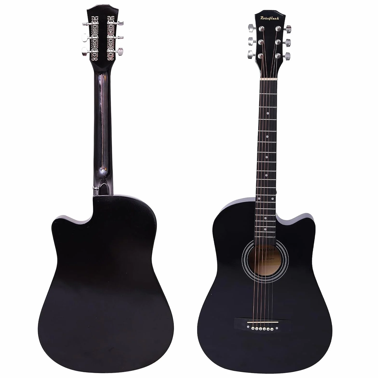 Rosefinch Cuerdas de acero para guitarra acústica 3/4 de 38 pulgadas Folk Cutaway Guitarra de madera para Biginner adultos y niños principiantes kits de guitarra con bolsa de afinador, púa, cuerdas de