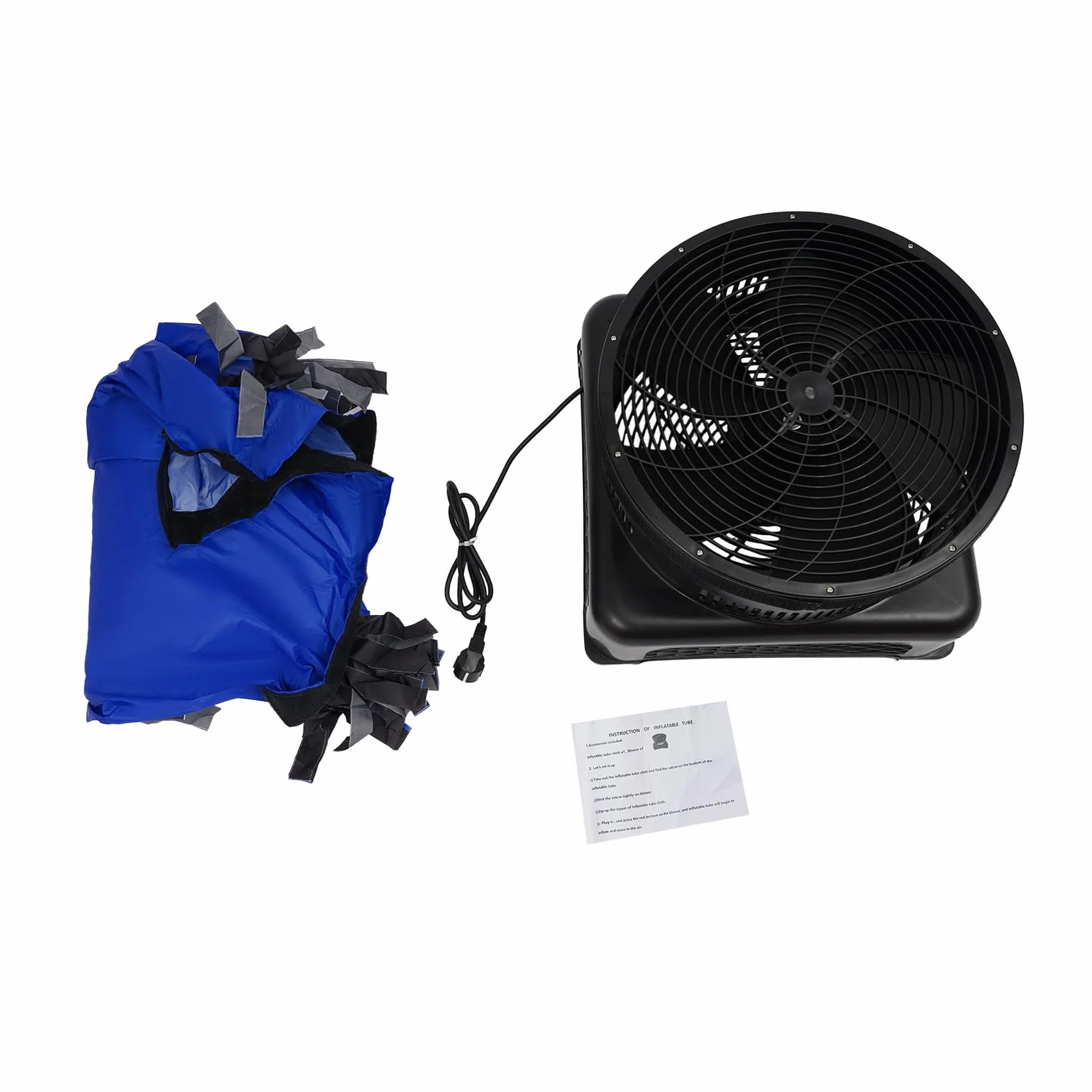 Juego de muñeco de manguera inflable con ventilador de 550 W, 2,1 m, plegable, divertido tubo publicitario (azul, negro)