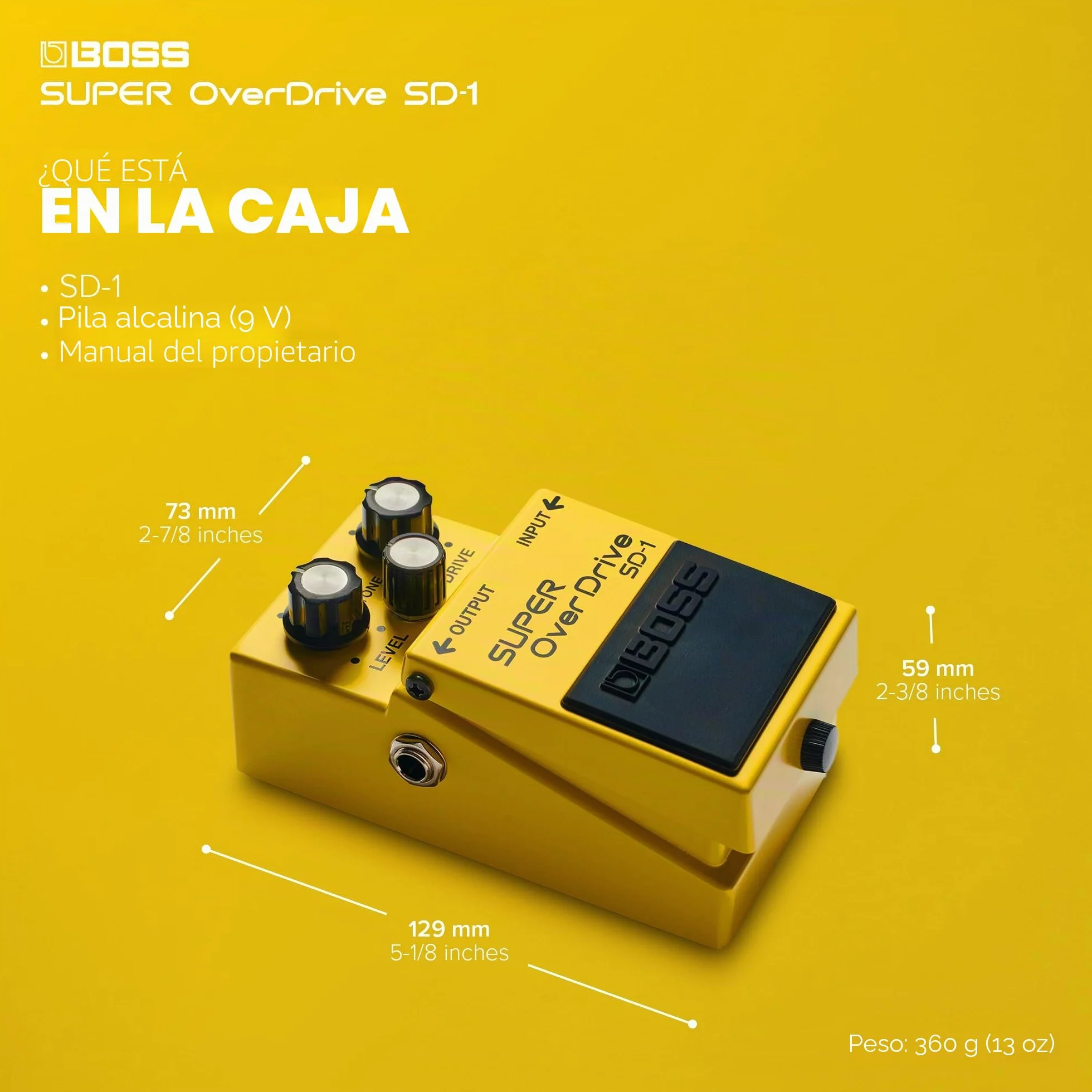 BOSS SD-1 SUPER OverDrive Gitaareffectpedaal | Genrebepalende Overdrive-Sound | Mild tot Matige Drive Tonen | Ideaal voor gebruik met Cleane en Licht Aangedreven Versterkers | 5 Jaar Garantie