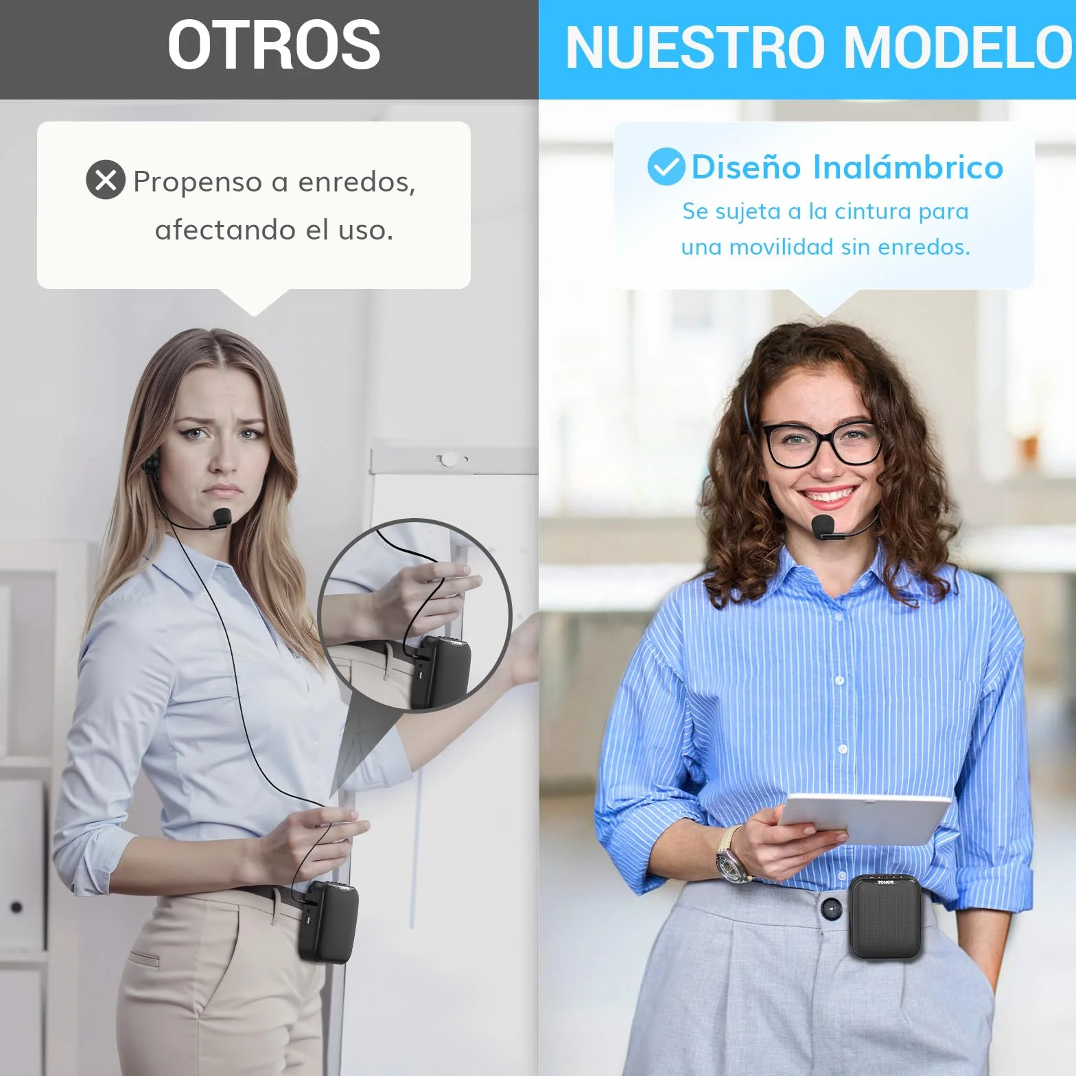 TONOR 15W Wireless Altavoz con Microfono Inalambrico，Amplificador de Voz Bluetooth Portátil, PA Sistema de Microfono Recargable para Profesores, Guías Turísticos, Entrenadores Deportivos, 25 m,K11