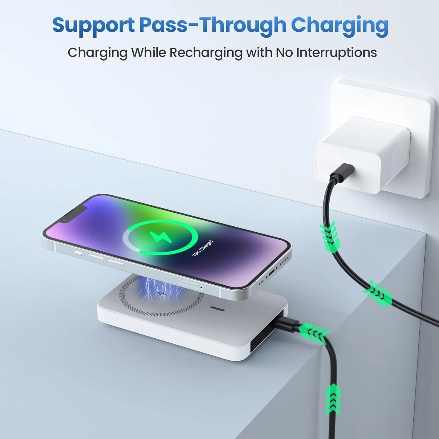 Inalámbrico Power Bank 10000mAh, Magnético Batería Externa para iPhone, 20W Portátil Carga Rápida Wireless Externo Baterías, Powerbank con iPhone 17 16 15 14 13 12 Pro MAX Plus Series Galaxy Android