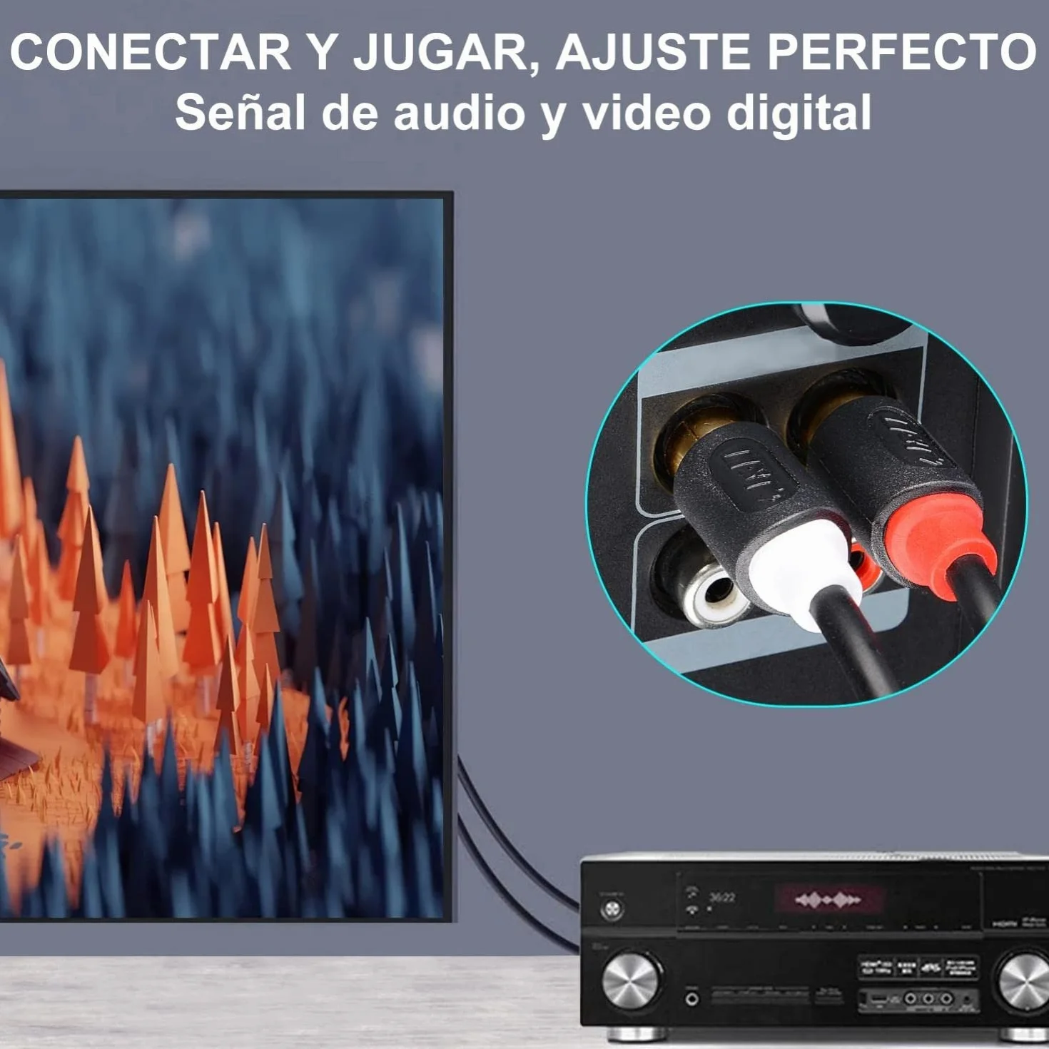 J&D Cable de RCA a Jack TS 6.3 mm 1.8M, Chapado en Oro [Audiowave Series] 2 x 6,3 mm 1/4'' Macho TS a 2 RCA Macho Cáscara de Estéreo Adaptador de Audio y Divisor RCA Cable