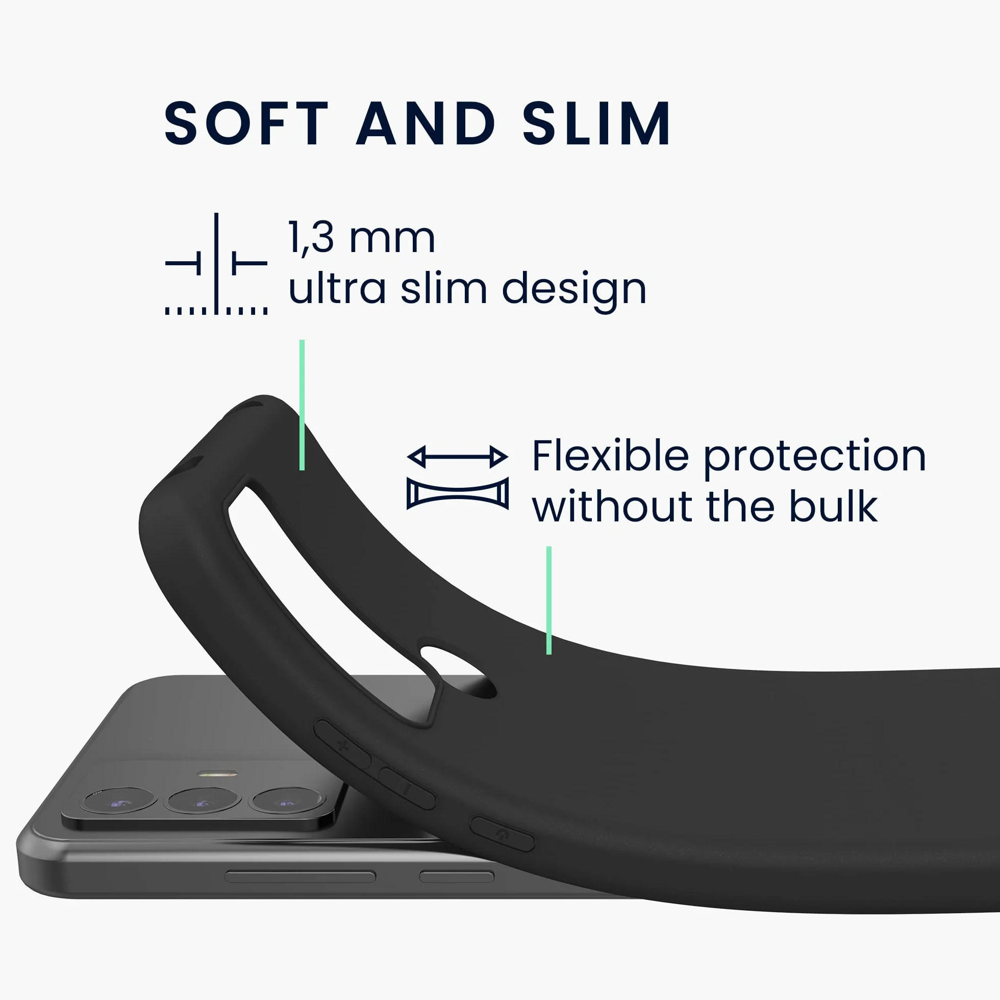 kwmobile Funda para TCL 30 E / 30 SE Carcasa - Ultrafina de TPU y Silicona con Bordes elevados anticaídas - Negro Mate