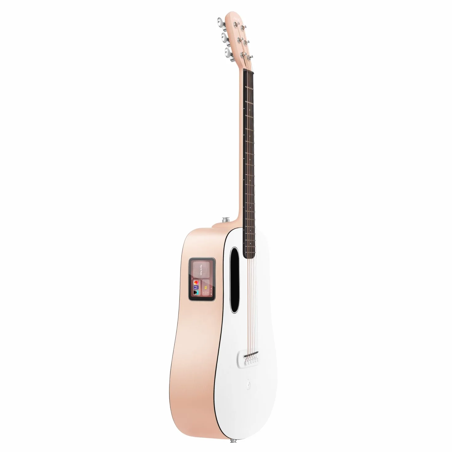 LAVA ME Play Guitarras acústicas eléctricas con bolsa ideal para conciertos, guitarra inteligente de fibra de carbono (36 pulgadas, melocotón claro y blanco escarchado)