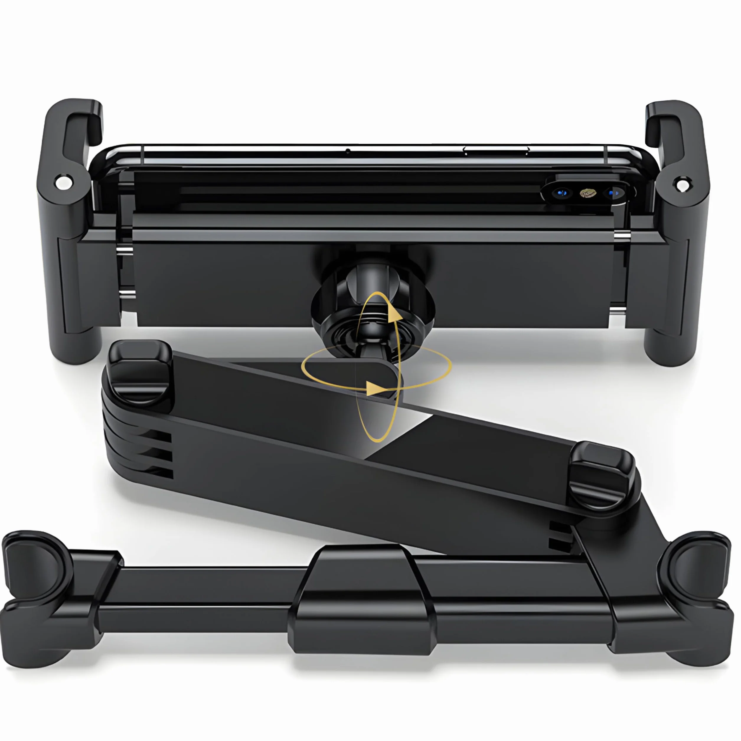 Retoo Soporte Tablet Coche Reposacabezas, Sujeta Cabezas 360° Rotación, Ajustable para Niños, Compatible con Dispositivos de 140-250mm, Funda y Accesorios para Móvil y Tablet