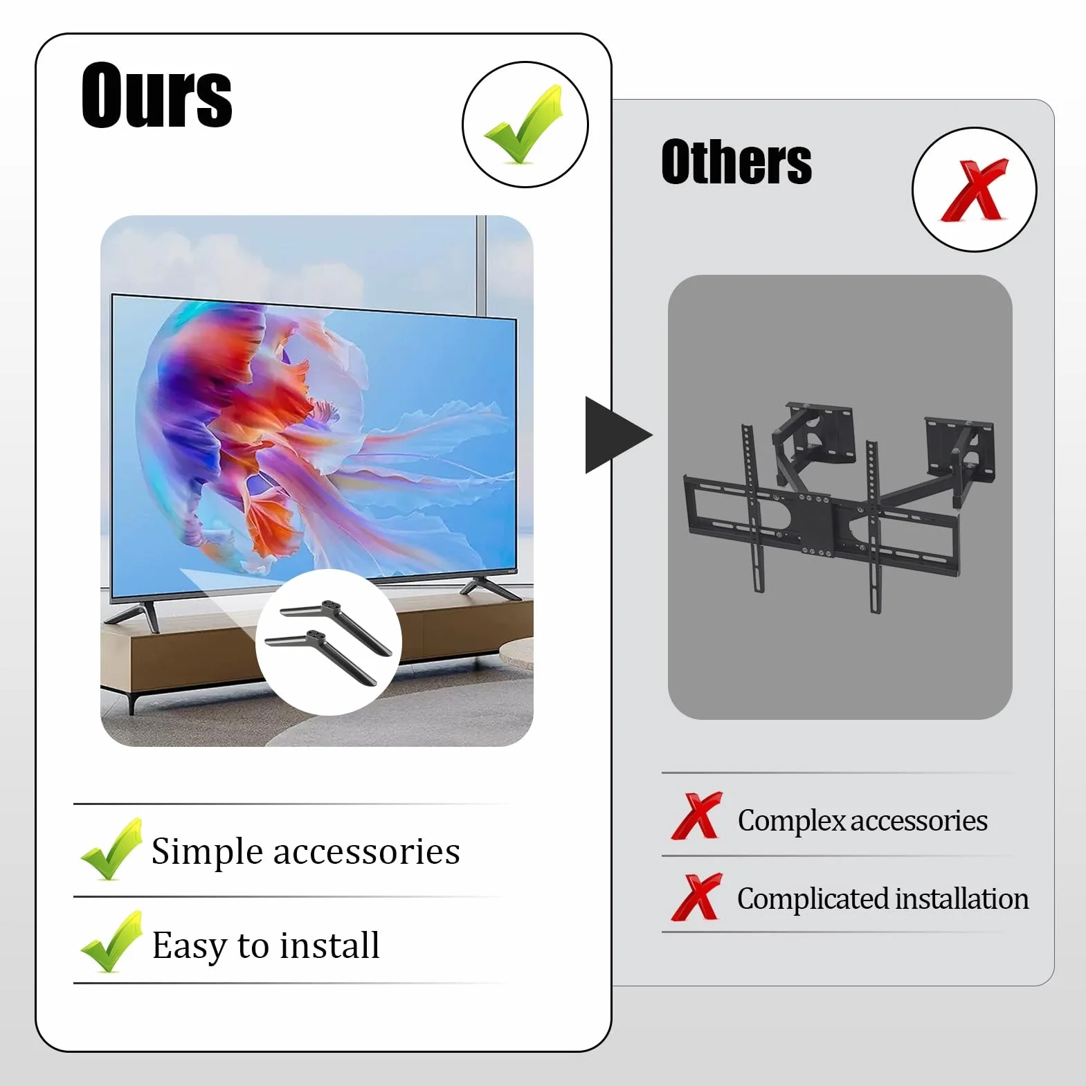Soporte Universal para TV De 32 a 50 Pulgadas Patas Universales para Soporte De TV con Almohadillas Antideslizantes Y Juego Tornillos Base Soporte TV Universal para Televisores para Samsung LG TCL