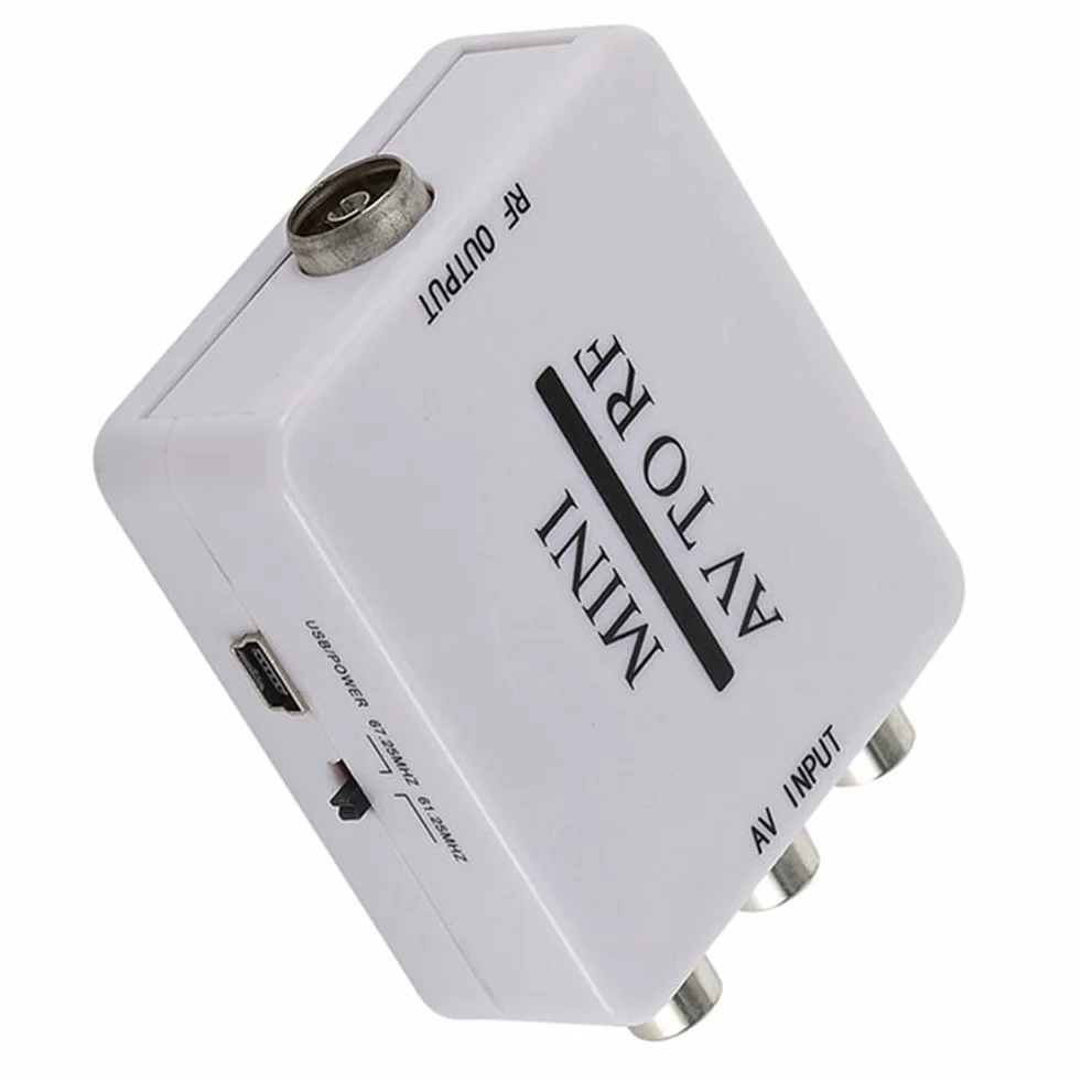 Convertidor de señal AV a RF para entrada compuesta RCA, adaptador modulador RF coaxial AV 2 RF compatible con TV, DVD, VCR y Play