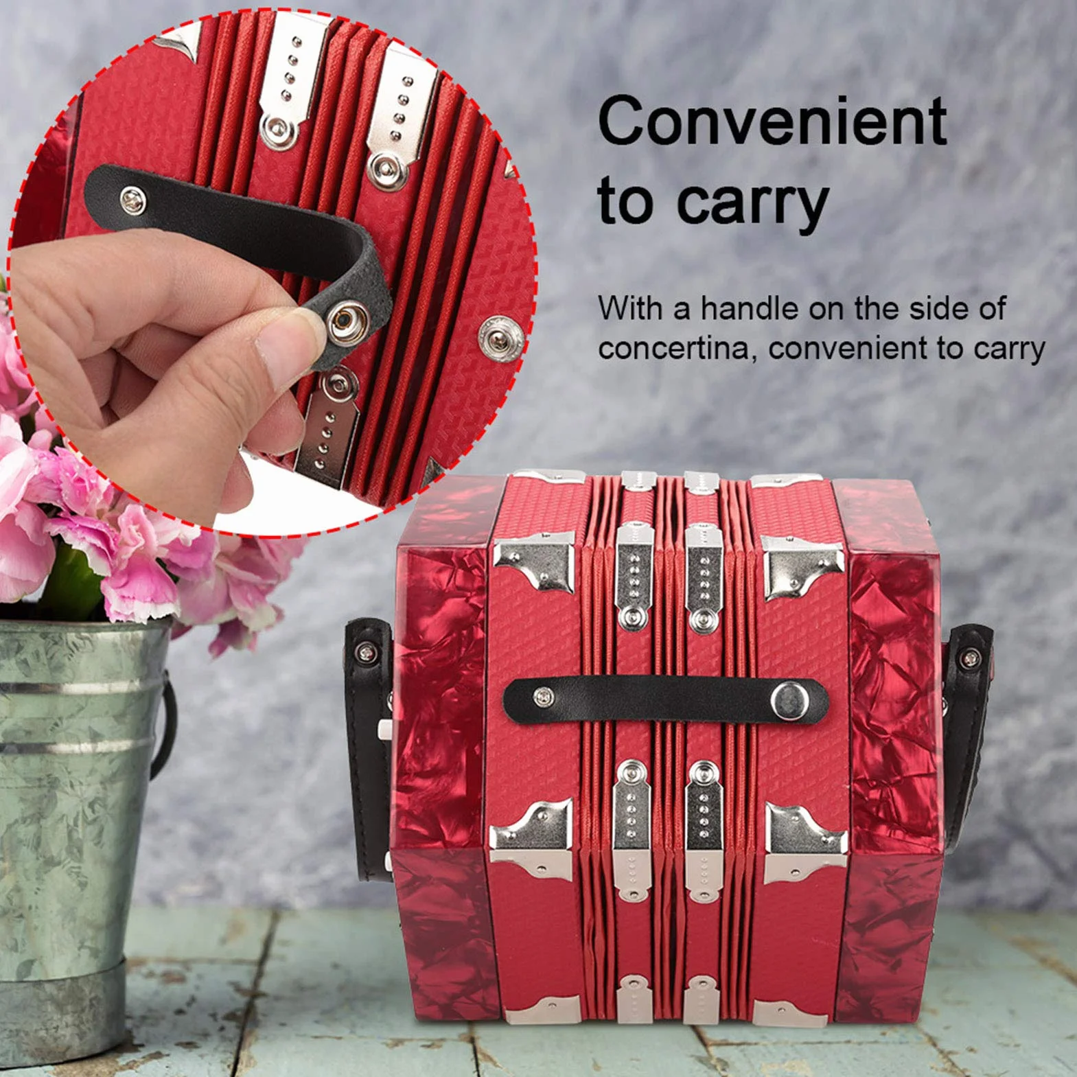 Fácil de aprender a tocar la concertina para el ejercicio de entrenamiento para la práctica del principiante(Red)