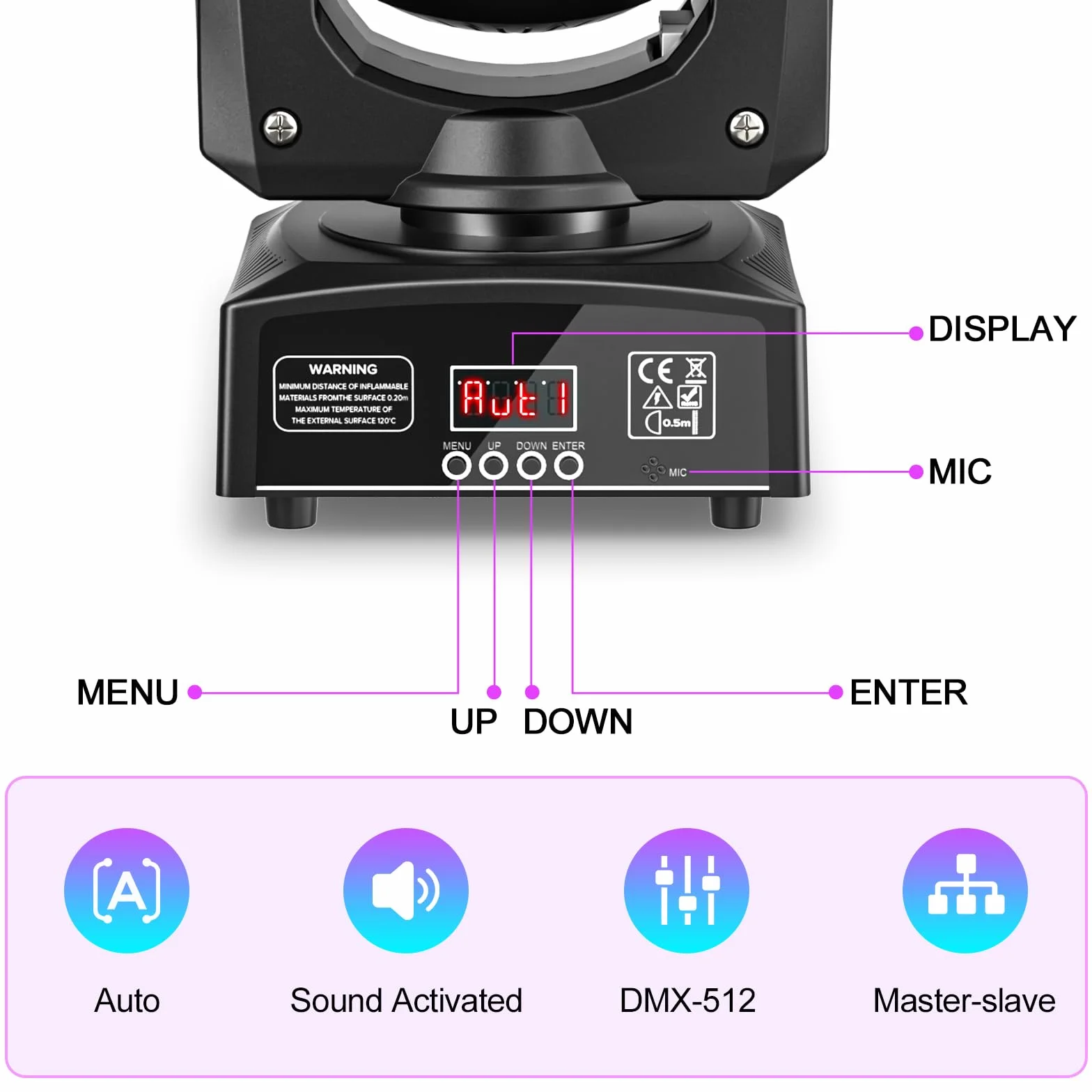 2 unidades Mini 30 W Lyre LED Moving Heads Cabeza Móvil, RGBW LED Luz de Escenario DMX512 9/11CH Control de Sonido para Disco DJ Party Clubs