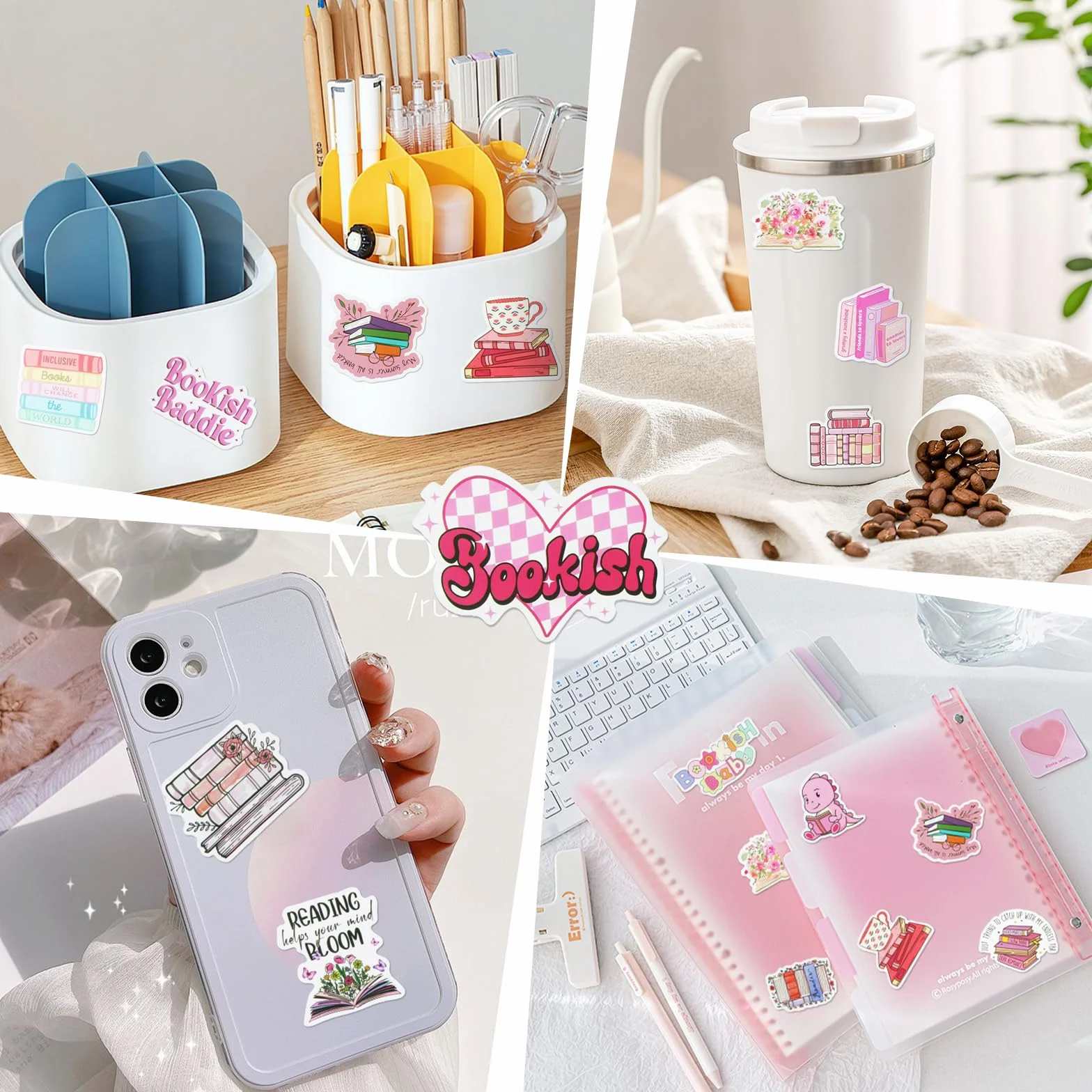 Pegatinas Kawaii para Kindle Rosa Resistente al Agua Juego para Funda Teléfono Móvil Monopatín Ordenador Portátil