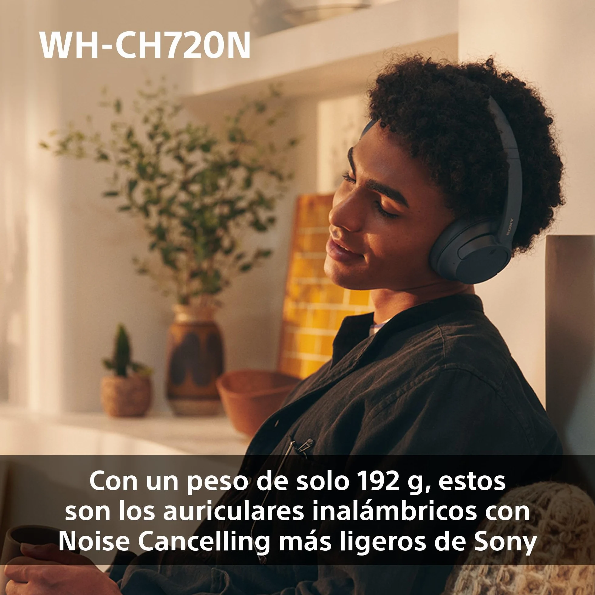 Sony WH-CH720N Auriculares Inalámbricos Bluetooth Noise Cancelling de Diadema, Sonido de , modo Sonido Ambiente, Diseño Ligero, hasta 35 horas de batería, iOS y Android - Negro