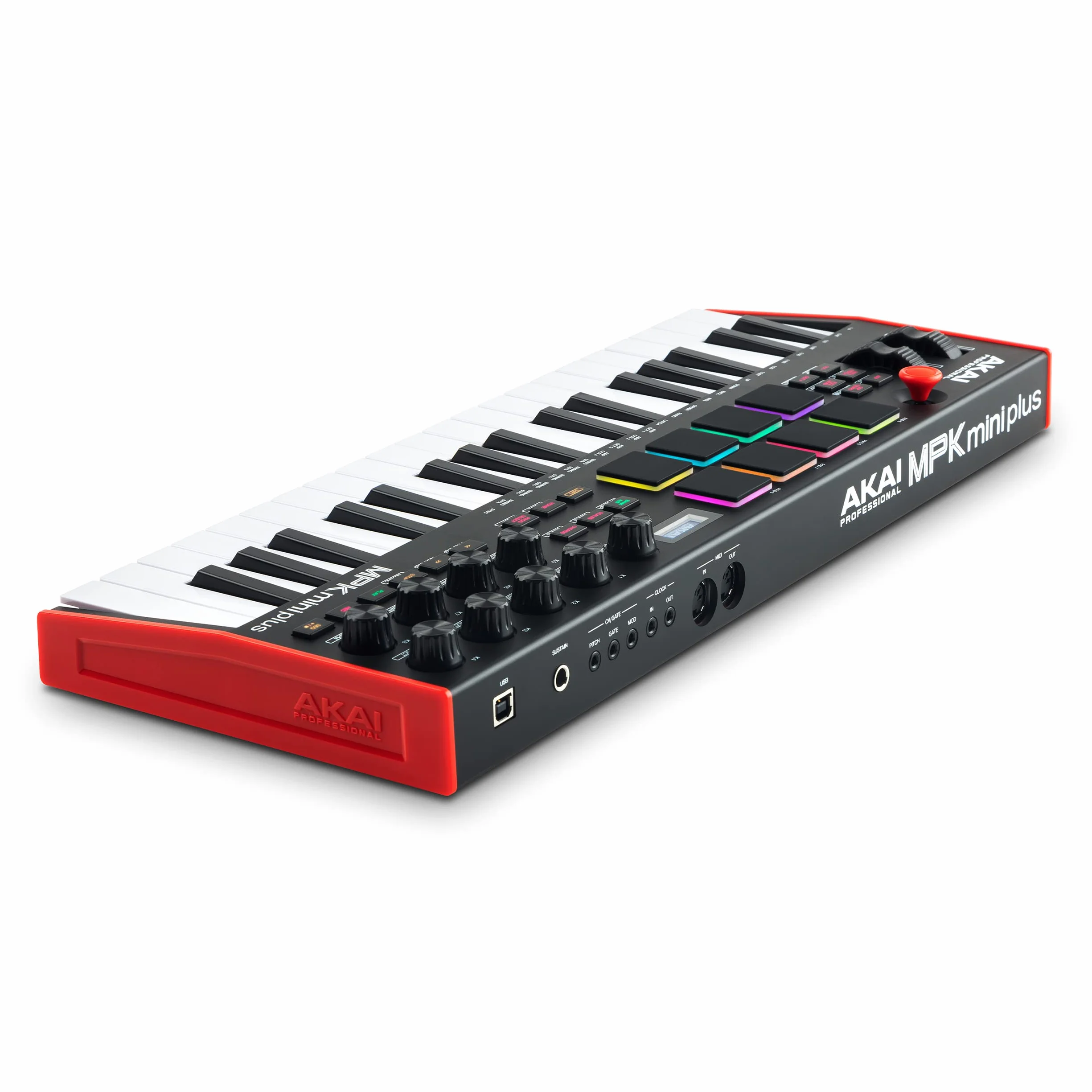 Akai Professional MPK Mini Plus - Teclado Controlador MIDI USB de 37 Mini Teclas con 8 Pads MPC, Secuenciador, MIDI/CV/Gate I/O, Software de Producción y Native Instruments Sound Package