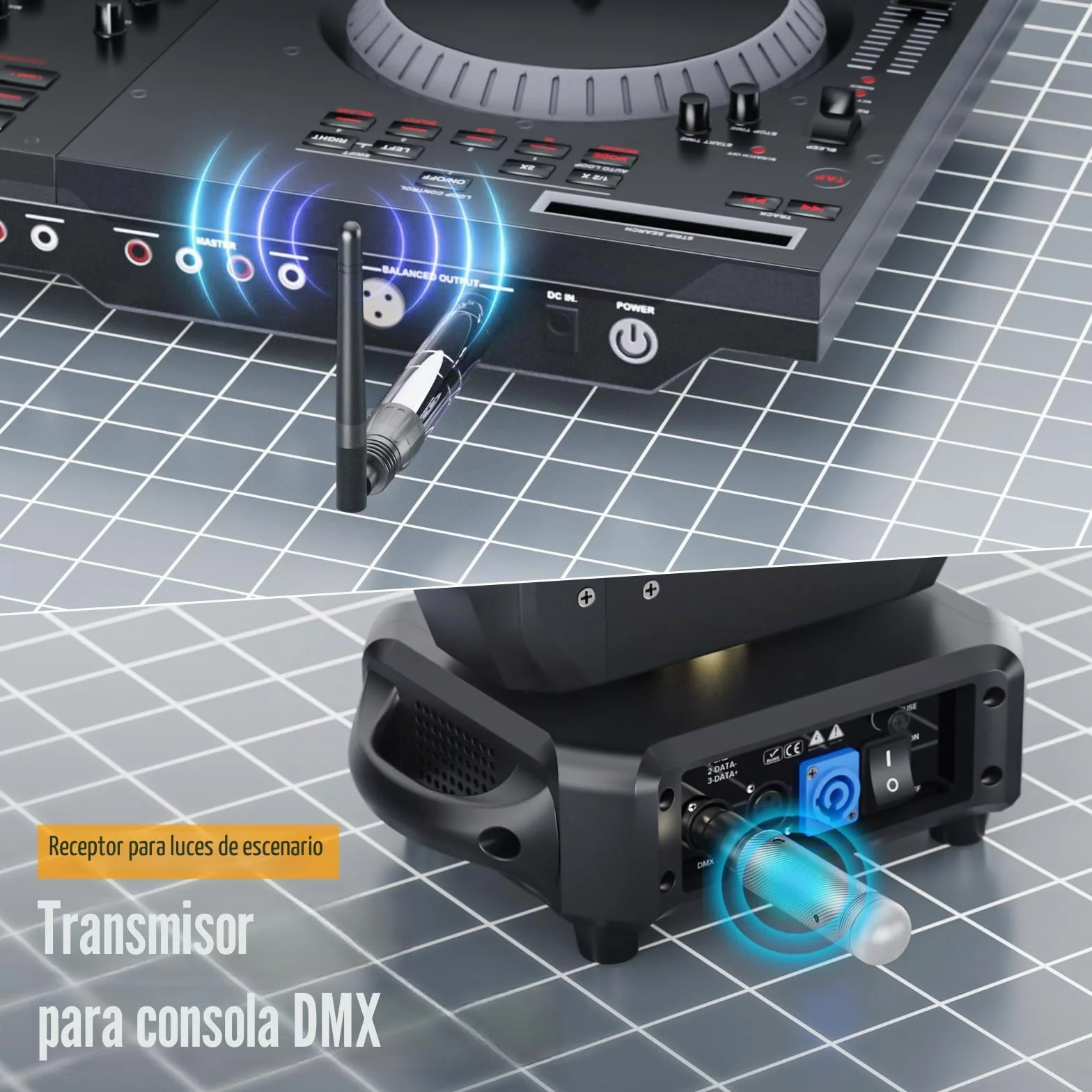 Controlador DMX Inalámbrico UKing con Cajas, Transmisor/Receptor Inalámbrico DMX512, Controlador de Iluminación LED, Funciona con Controlador DMX, Estuche de Almacenamiento Resistente para Transmisor