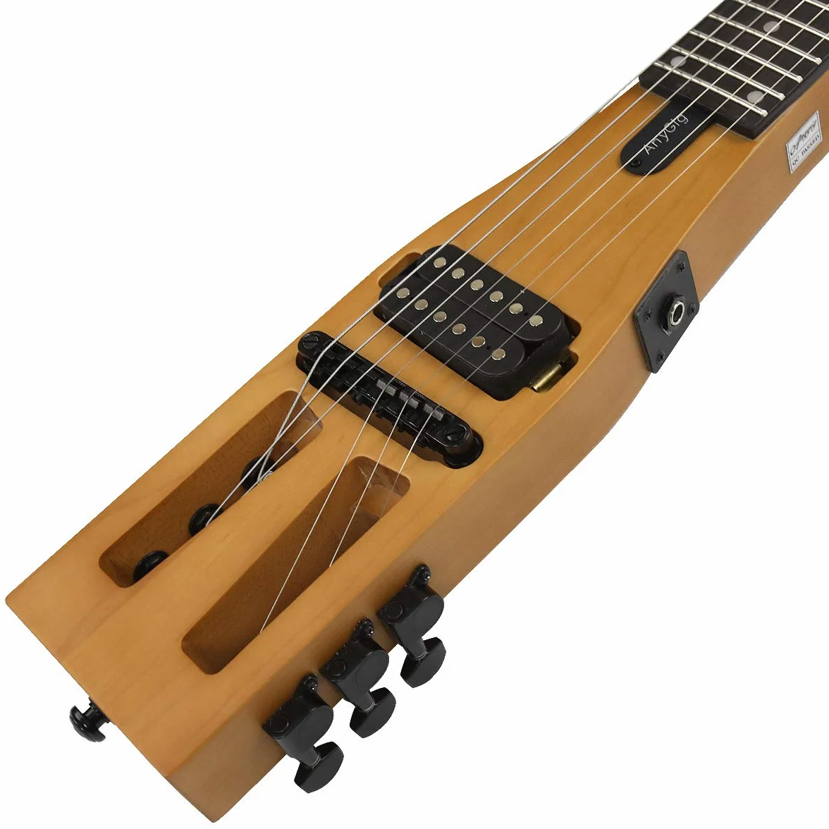Guitarra eléctrica, edición mejorada, guitarra eléctrica portátil de viaje, color marrón mate, 6 cuerdas 010 ~ 046 24 trastes escala