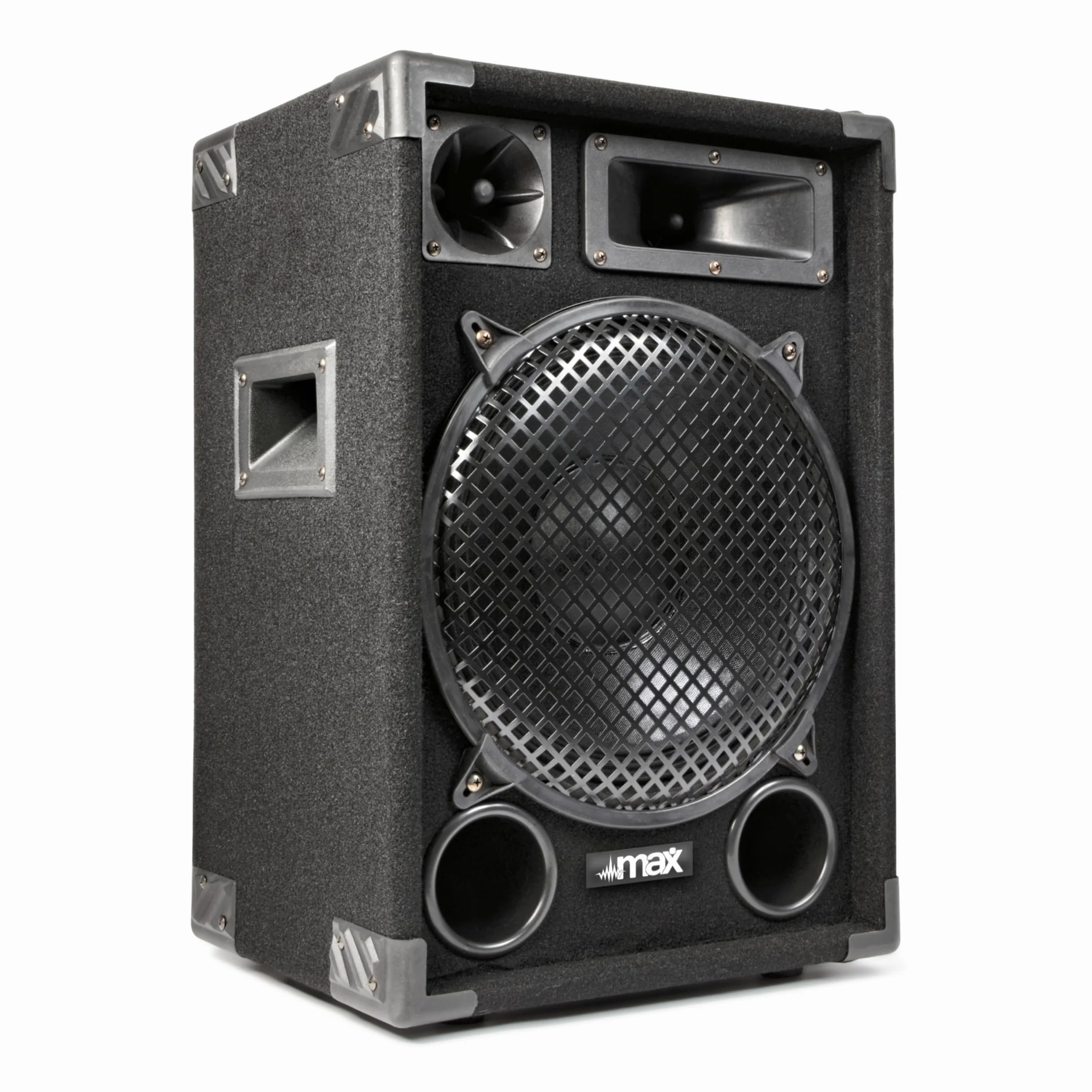 MAX12 DJ - Kit completo de instalación PA (1400 W, 2 altavoces de 12 pulgadas, incluye amplificador, consola de mezclas y micrófono, reproductor MP3 USB/SD, entradas AUX y fono, sistema de música