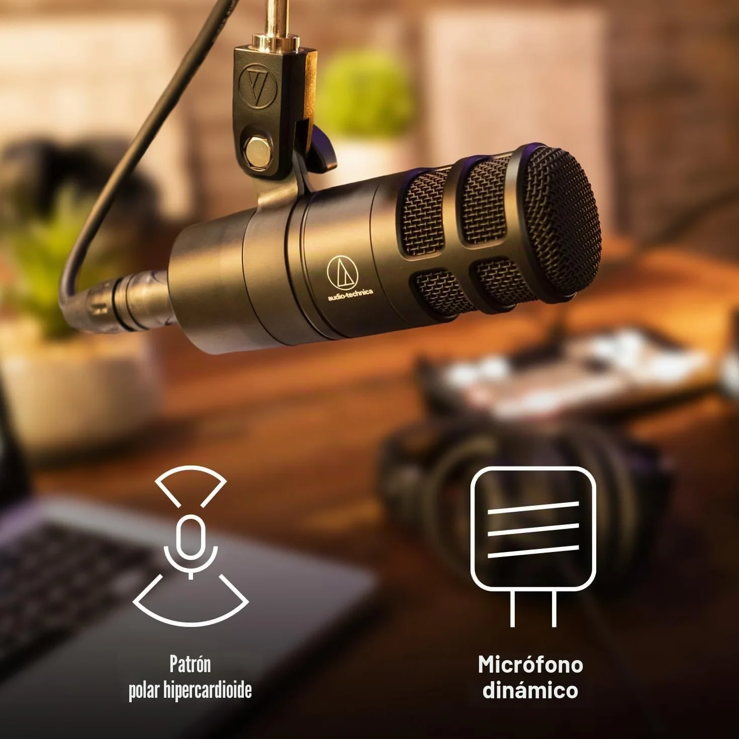 Audio-Technica 2040 Micrófono Dinámico Hipercardioide Para Podcast Negro