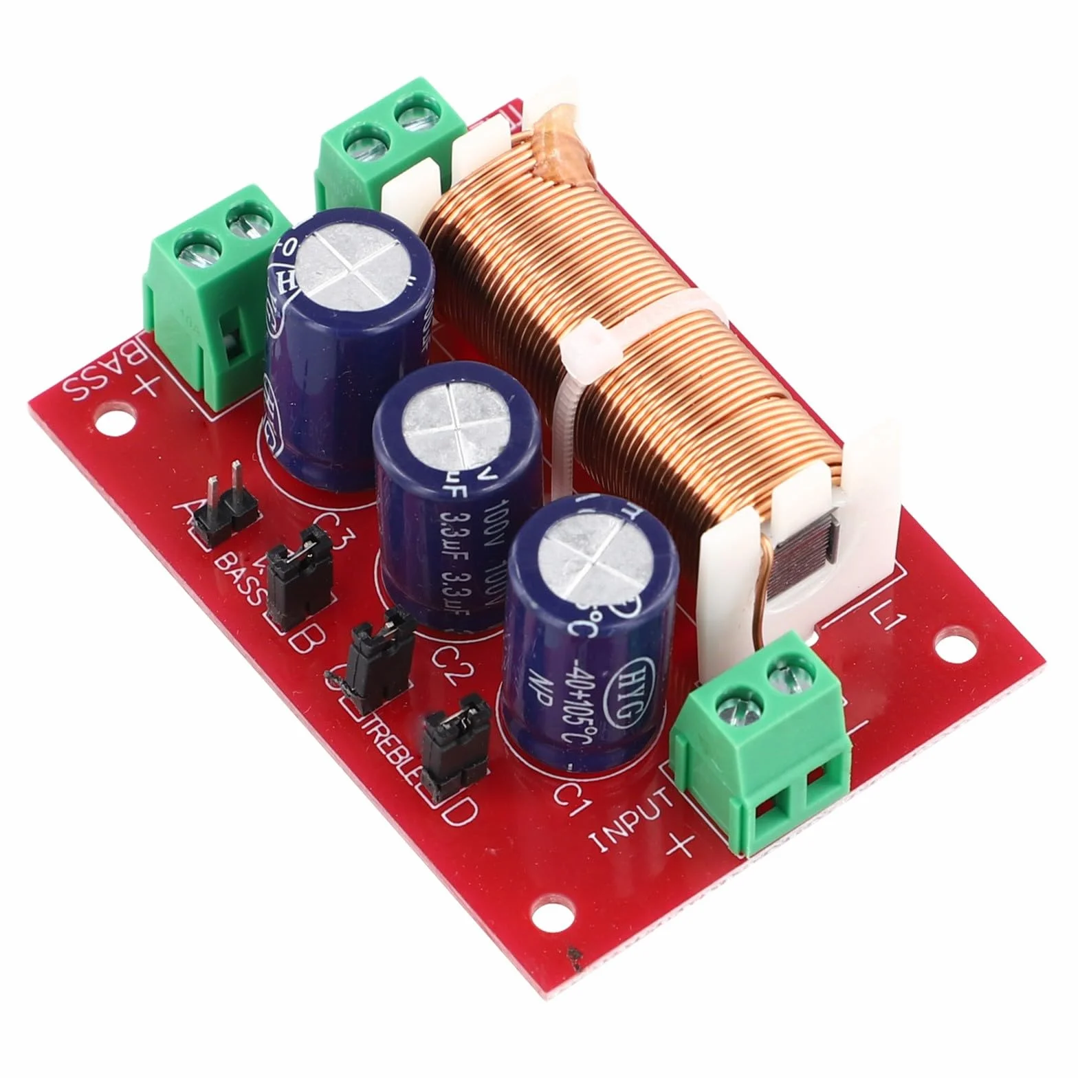 FUBESK Divisor de frecuencia de filtro cruzado de audio de 2 vías de 400 W para altavoces de 2 a 16 ohmios, construcción de cobre