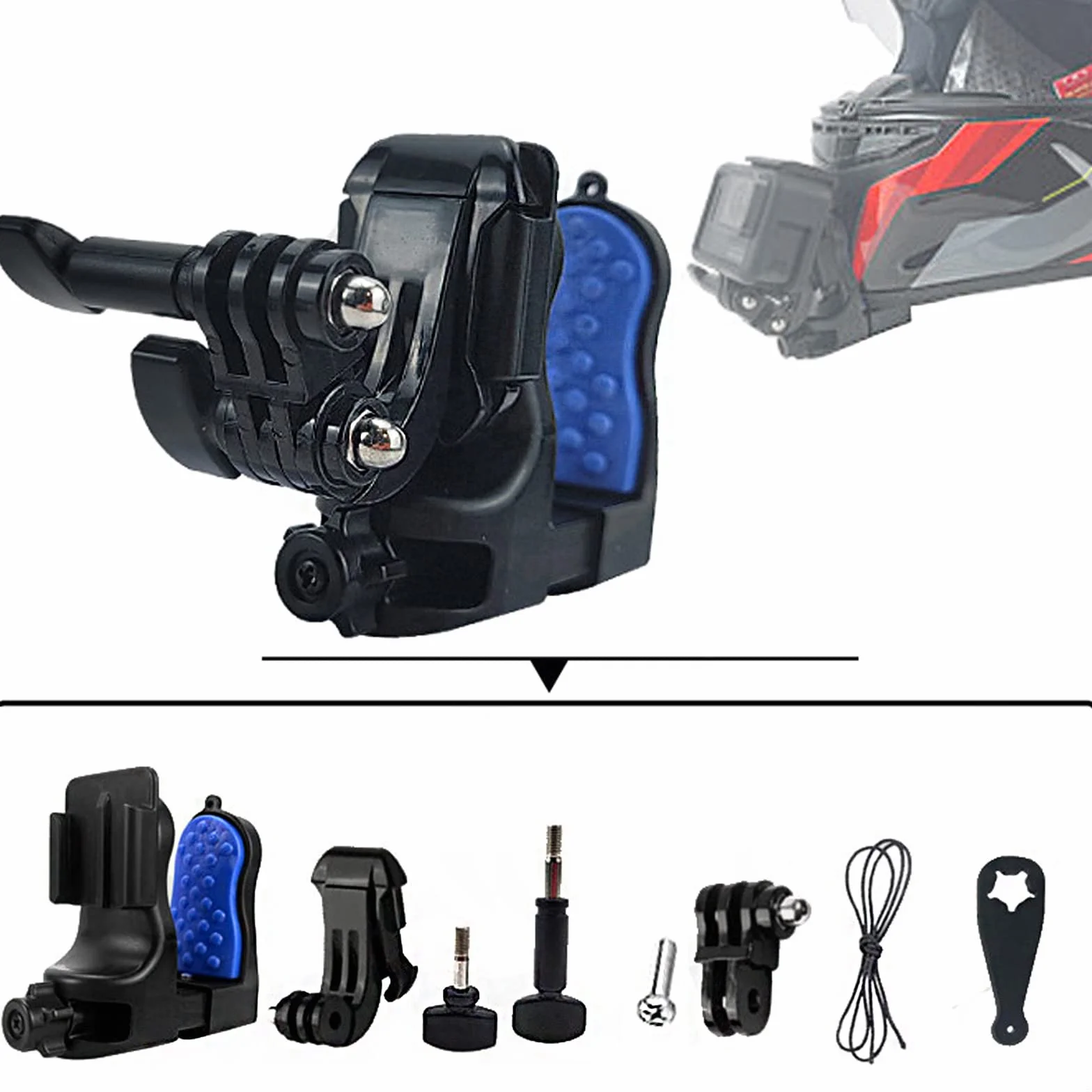 Soporte de Casco de Moto Mento para GoPro Hero 13 12 11 10 9 DJI Osmo Action 5Pro 4 3/Osmo 360 Insta360 Ace Pro 2/GO Ultra, Adaptador Soporte Barbilla Accesorios para GoPro/Insta360/DJI Cámara