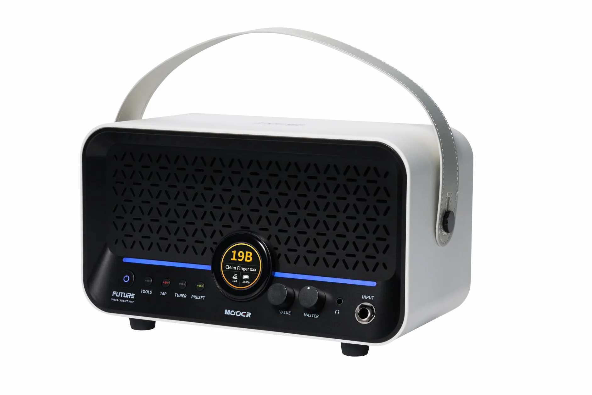 Mooer F15i Li - Combo de Guitarra Multi-Efectos y Modelado, 15 Vatios, con Batería - Blanco Nieve