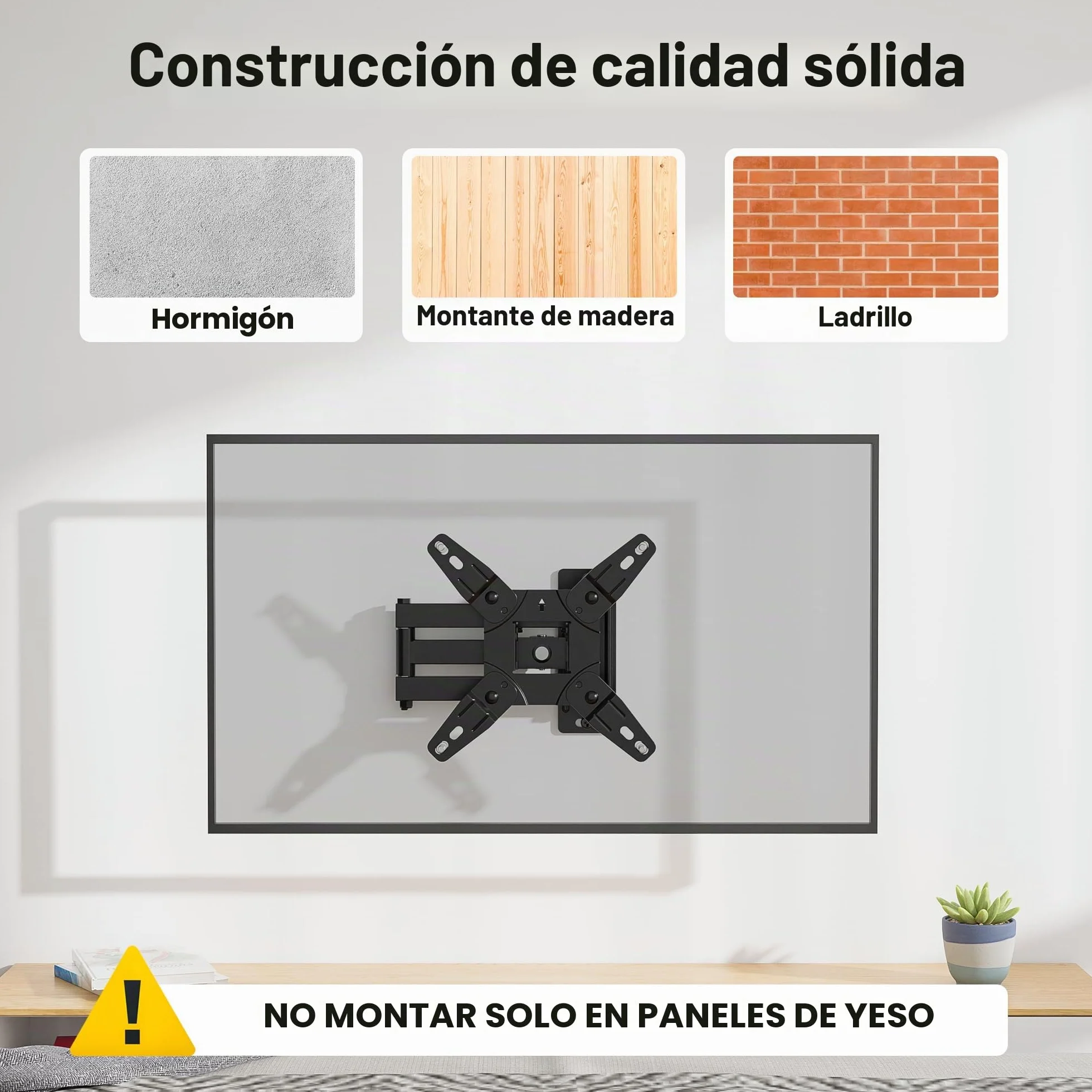 BONTEC Soporte TV Pared Inclinable Giratorio 13-42 Pulgadas Planos Curvos LCD LED OLED, Brazo Extensible hasta 25 kg VESA 200x200 mm