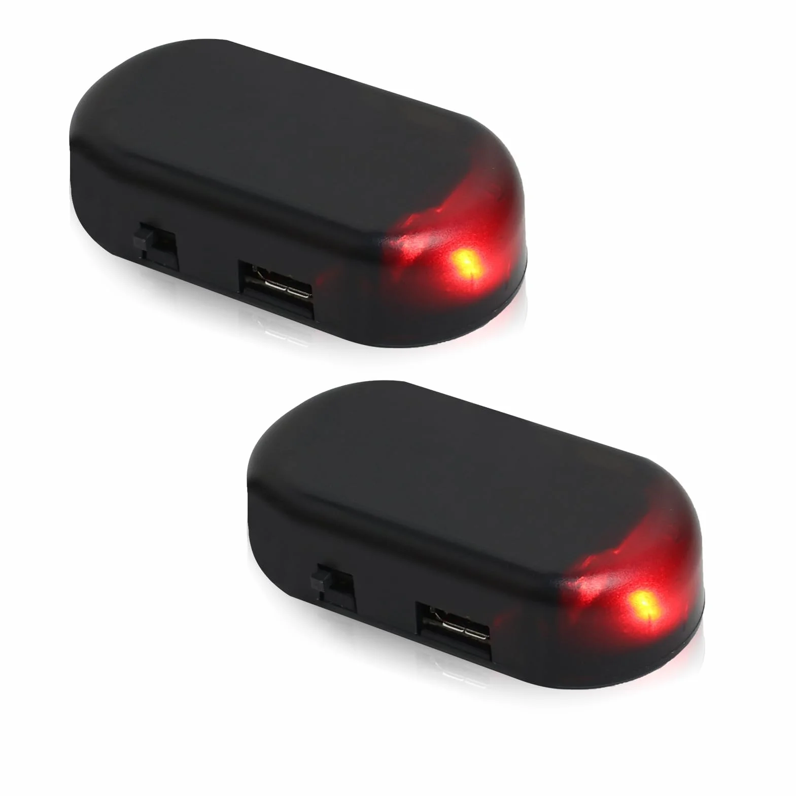 2PCS LED luz Antirrobo Solar Power Simulated Car Alarm Antirrobo Luces de Advertencia Energía Solar Simulada Luz de Seguridad Antirrobo con Puerto USB para La Mayoría de Los Coches(Rojo)