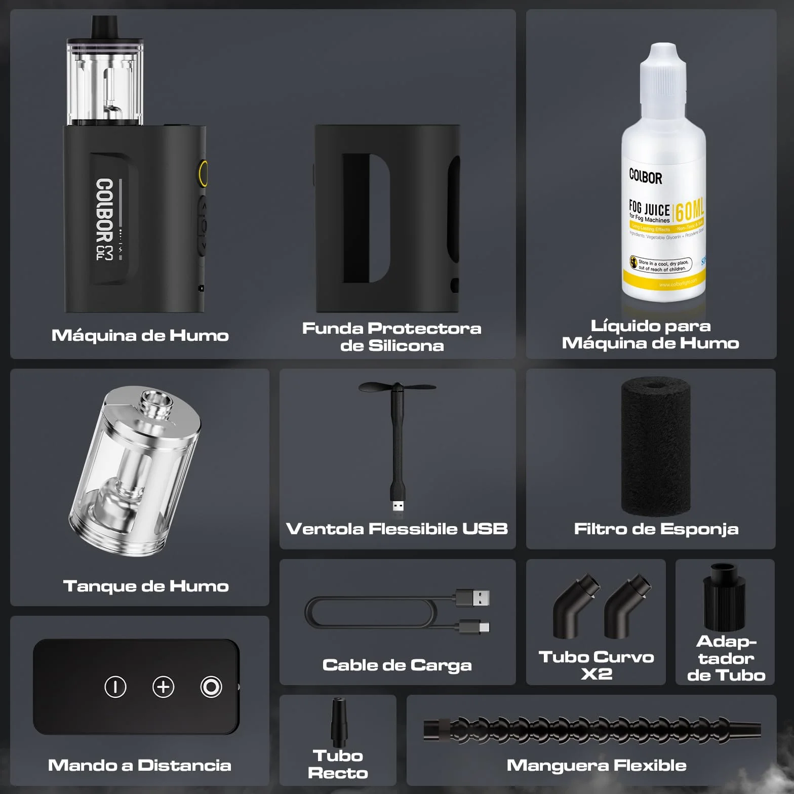 Máquina de Humo Portátil con Control Remoto, COLBOR CF3 Mini Máquina de Niebla de Mano con Protección contra Inclinación de 60°, Generador de Niebla para Fotografía Fiestas Escenas Cosplay Halloween