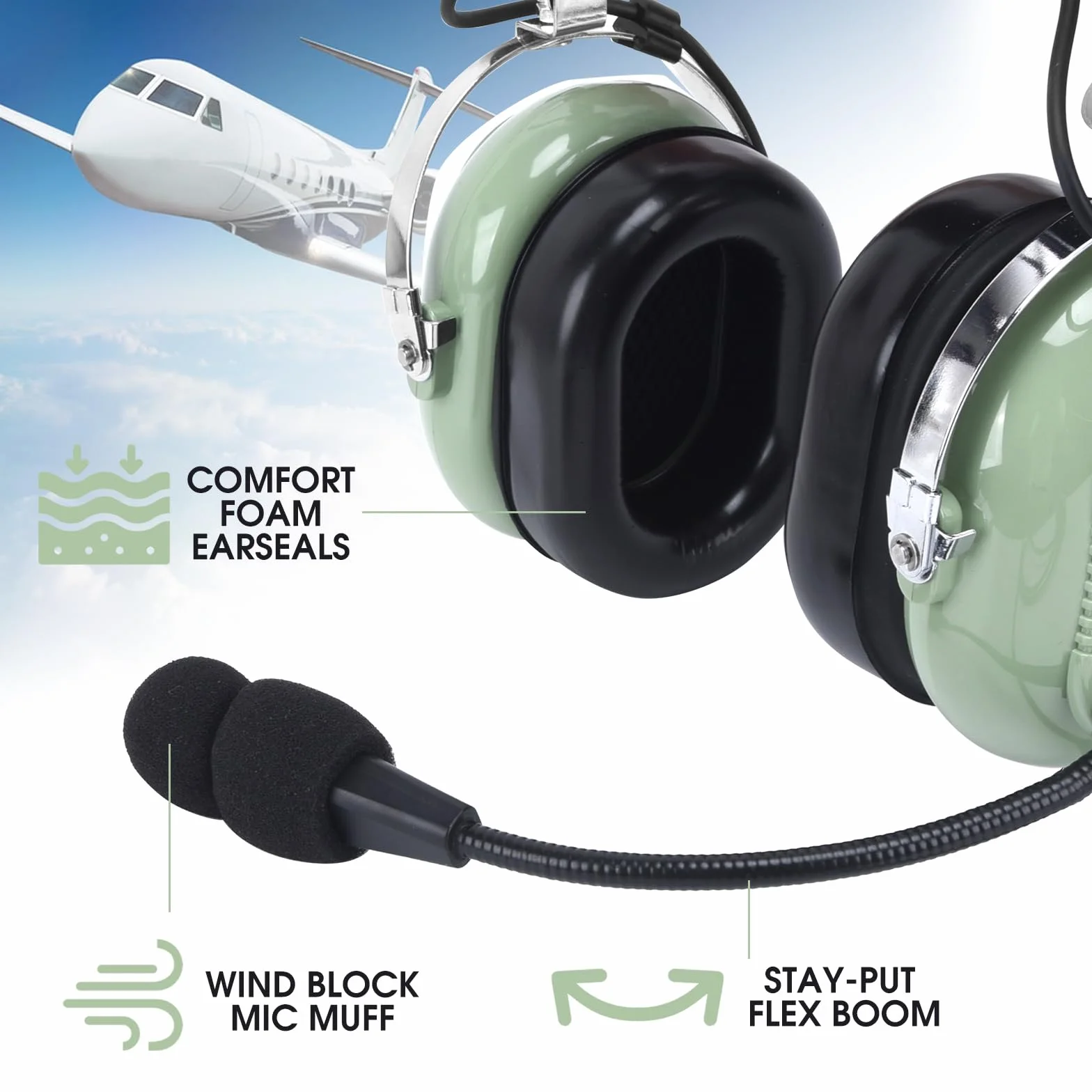 GA Auriculares de aviación con reducción de Ruido para Pilotos