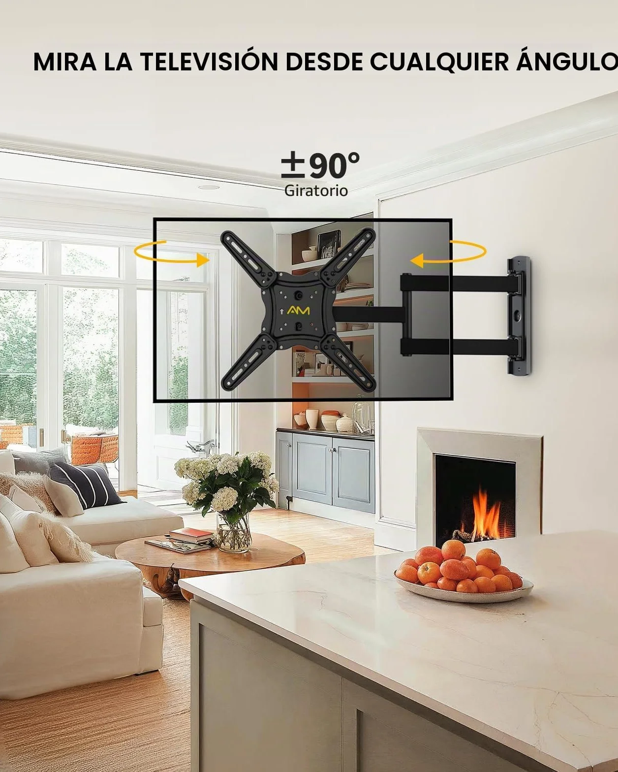 Alphamount Soporte TV Pared para Televisores Planos y Curvos de 26-60 Pulgadas, Soporte TV Inclinable y Giratorio con Brazos Retráctiles y Extensibles, hasta 35kg, Máx. VESA 400x400mm