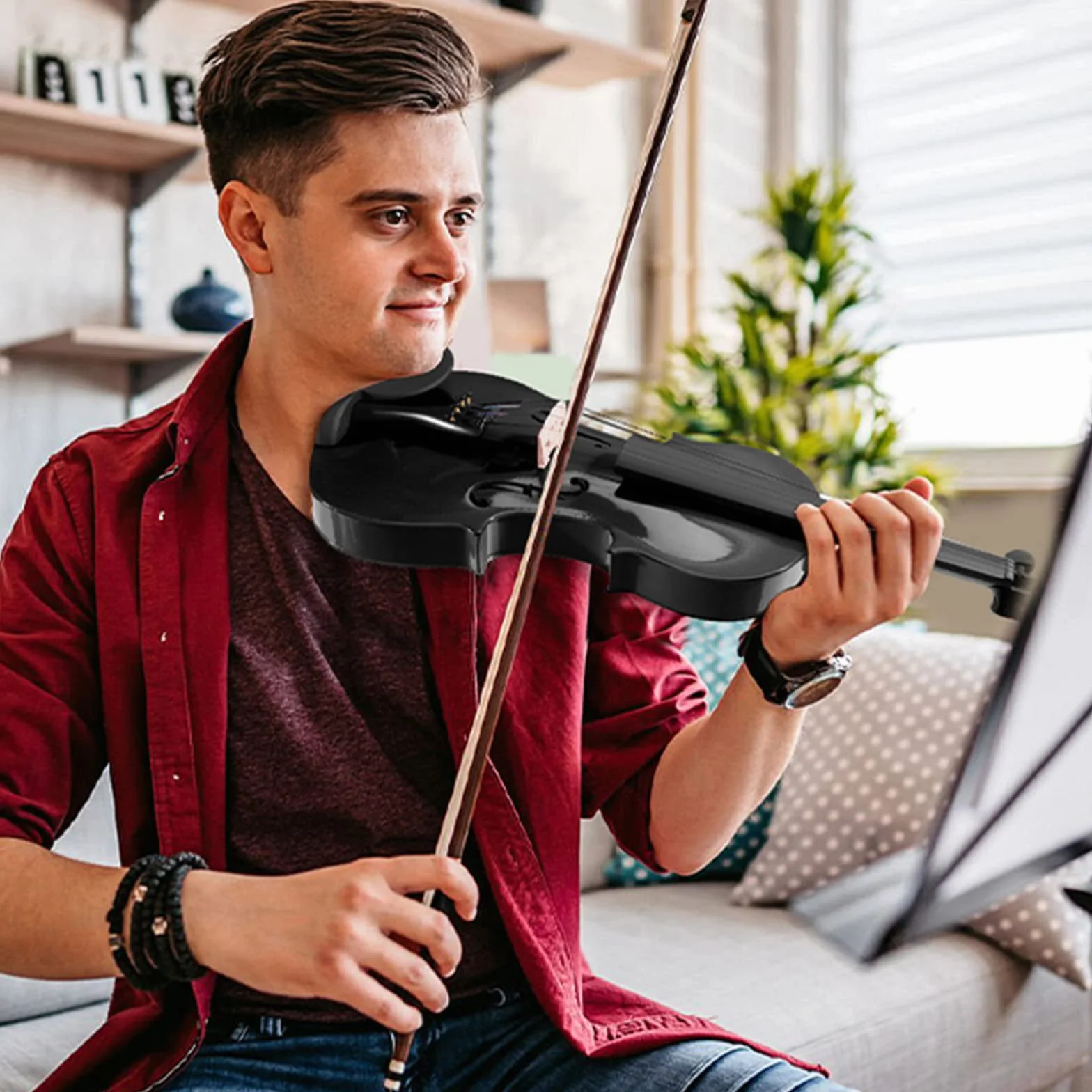 Vangoa 4/4 Violín Acústico Tamaño completo para Adultos Estudiantes Principiantes Violín de Concierto con Estuche Colofonia Afinador Cuerdas Arco, Negro