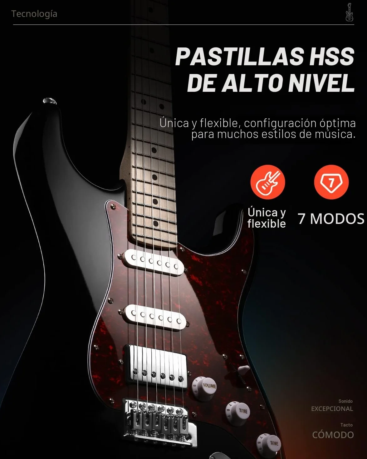 Donner Guitarra Electrica, Pack Guitarra Electrica de Tamaño Completo HSS Pickup Coil Split, Kit Guitarras Eléctricas con Amplificador, Accessories, DST-152B Negro