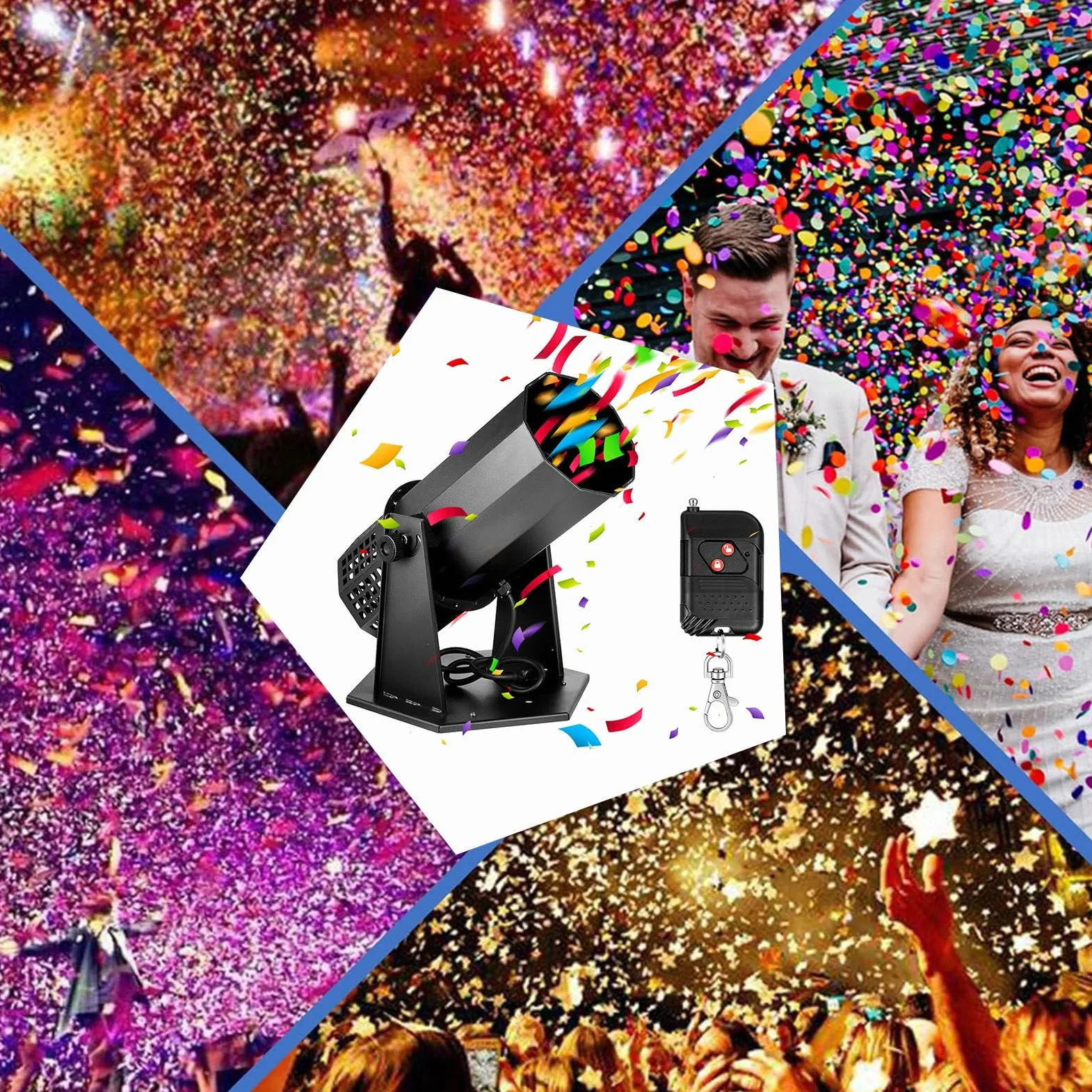 Máquina de cañón Lanzador de Confeti, Soplador de máquina de Confeti con Control DMX de Largo Alcance para conciertos, Fiestas, Bodas, espectáculos de Discoteca, máquina lanzadora de Confeti