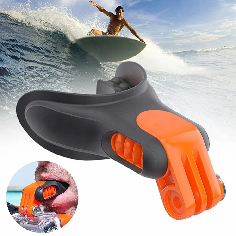 Boquilla de mordida de Surf, Soporte de Boca para Hero 7, 6, 5, Accesorios para cámara de Snowboard y Surf Submarino, Conector portátil, Boquilla de sujeción para Patinaje y Surf