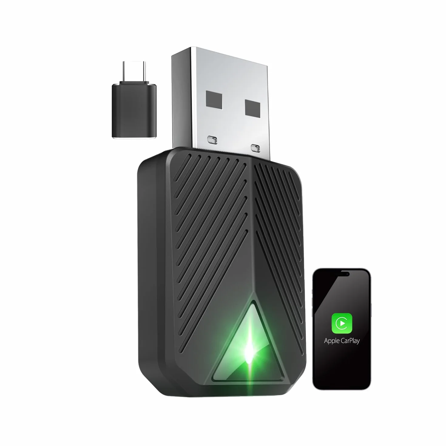 Adaptador inalámbrico CarPlay Mini dongle compatible coches 2016 iPhone iOS Negro