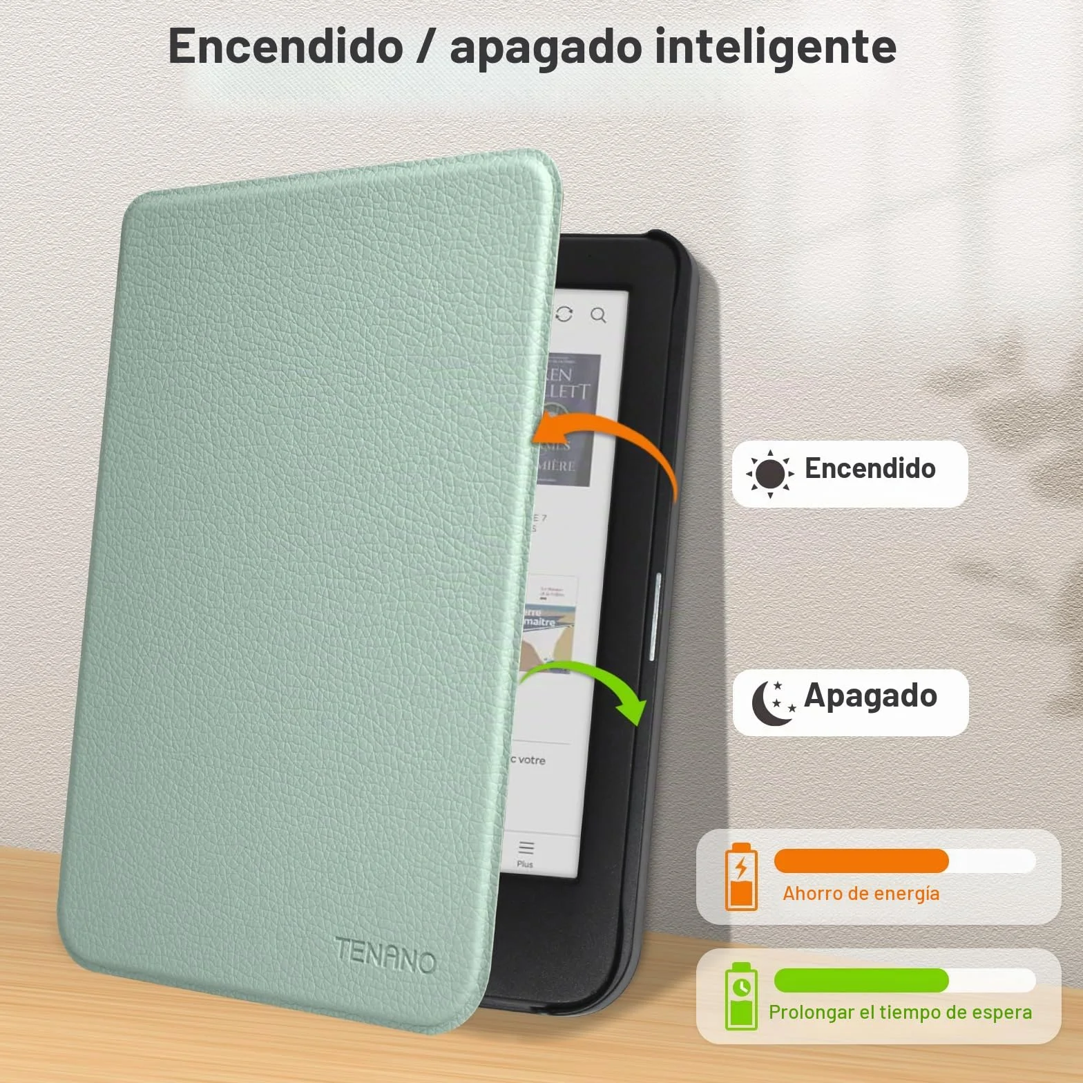 Tenano Funda Compatible con Kobo Clara Colour BW 2E Tolino Shine Colour 5 4, Carcasa Ligera Cubierta Auto Activación Reposo e-Reader, Verde Esmeralda
