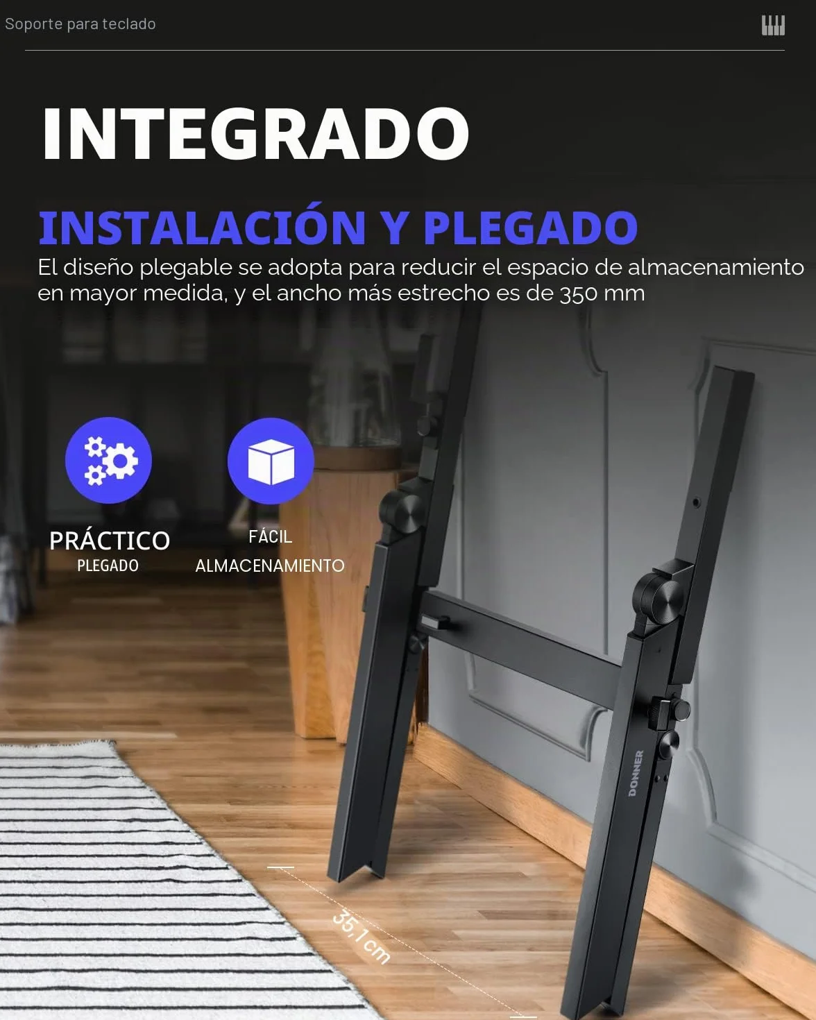 Donner DKS-100 - Soporte plegable para teclado, estilo Z, resistente, portátil, ajustable y plegable, apto para teclado MIDI de 37 54 61 88 teclas, teclados electrónicos, pianos digitales