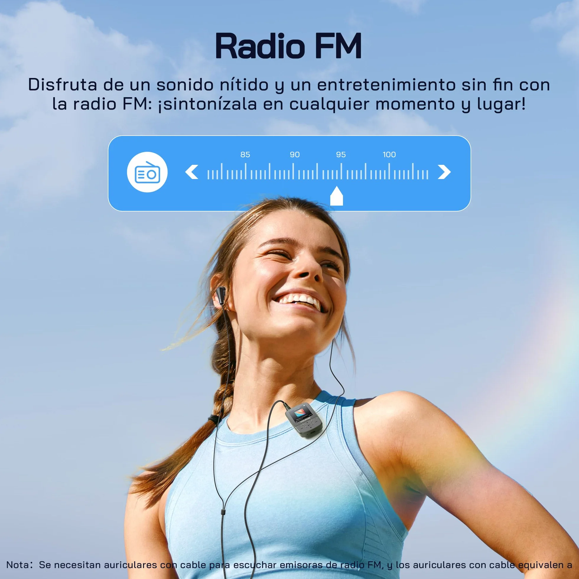WOLFANG Reproductor MP3 Bluetooth 5.2 Clip Deportivo Mini 1 Onza TF 128 GB Radio FM Grabadora Auriculares Verde Militar