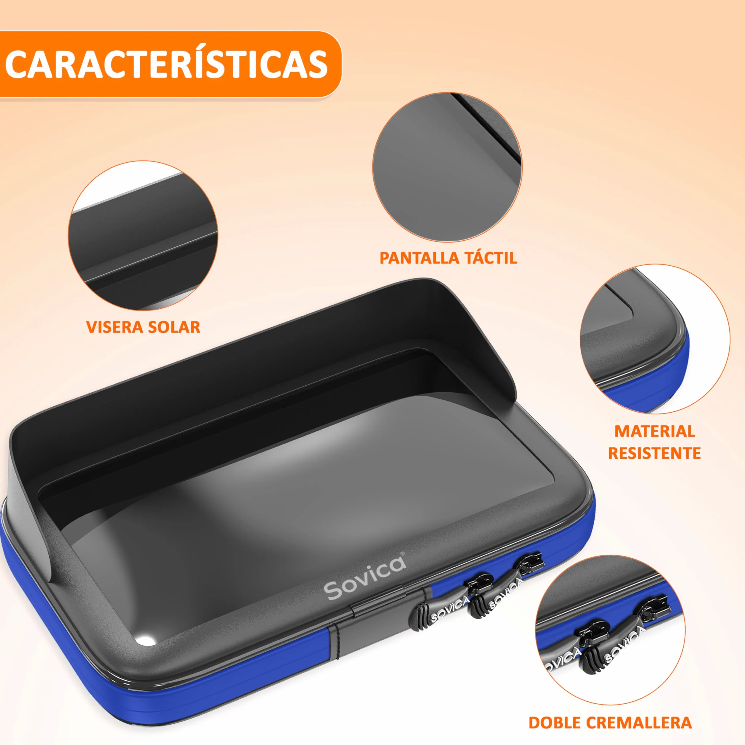 Sovica Soporte Móvil Moto Bicicleta Impermeable Funda con Visera 7.6" Smartphones Manillares Antivibración Azul