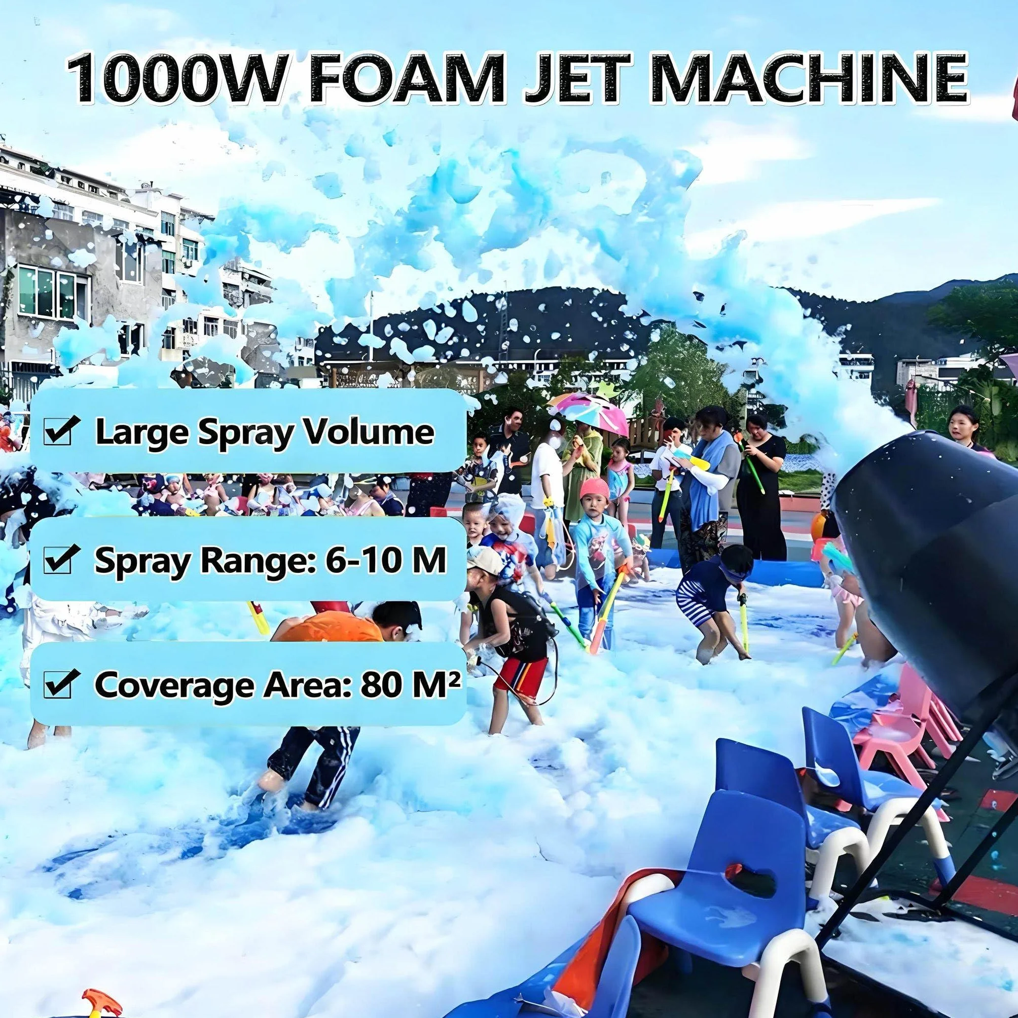 Máquina De Espuma con Efecto De Escenario, Cañón De Espuma para Fiestas con Trípode, ángulo Ajustable, Alcance De 6 a 10 M/área De 80 M², para Fiestas Al Aire Libre Y Eventos En Piscinas