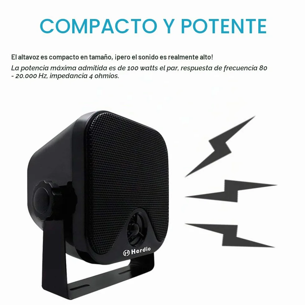 Herdio 4 Inch Resistente al Agua Barco Marina Caja Exterior Altavoces Superficie Montado para Skid Steer ATV UTV RZR Golf Carro Tractor Powersports Barco Camión Jeep